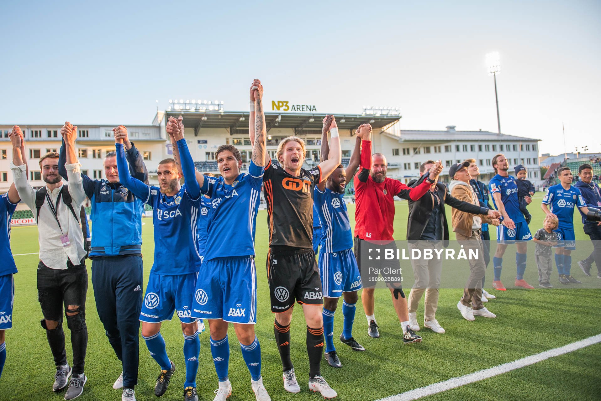 Sundsvall jublar efter 4-0 seger under fotbollsmatchen i Allsvenskan mellan GIF Sundsvall och Sirius den 2 september 2018 i Sundsvall.
