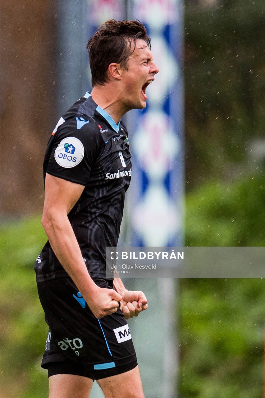 Niels Vorthoren of Sandnes Ulf celebrates the 2-2 goal