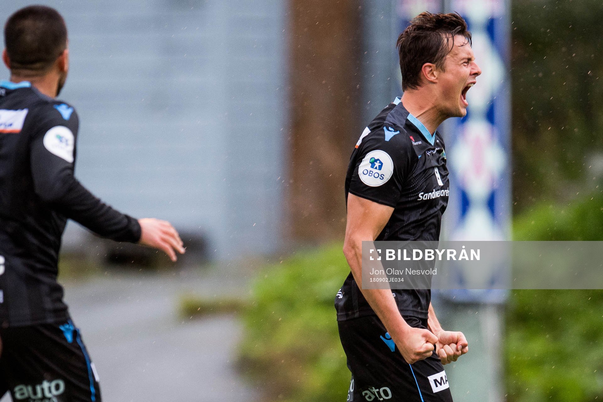 Niels Vorthoren of Sandnes Ulf celebrates the 2-2 goal