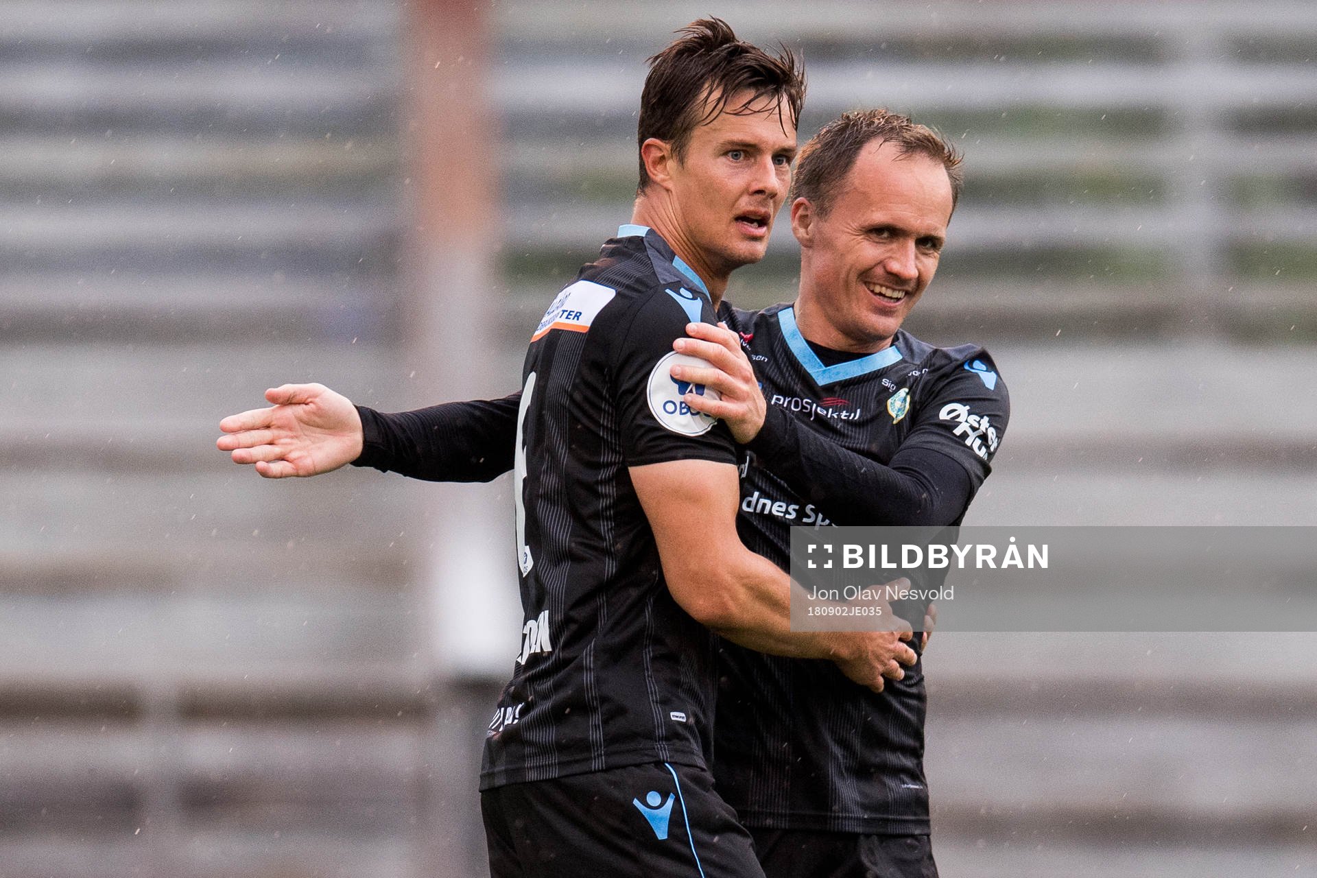 Niels Vorthoren and Vidar Nisja of Sandnes Ulf celebrate