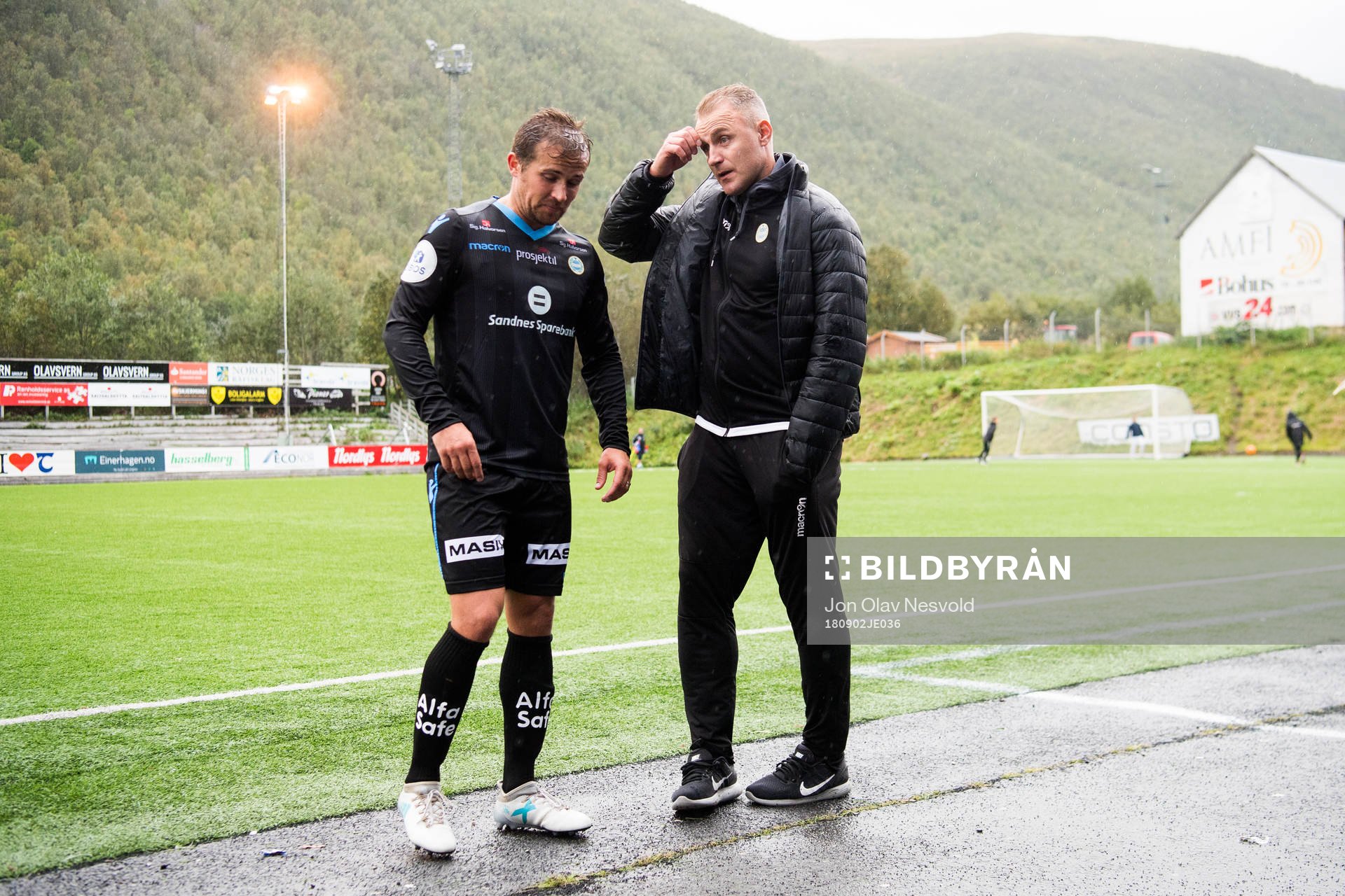 Bjørnar Holmvik of Sandnes Ulf and Bengt Sæternes, head