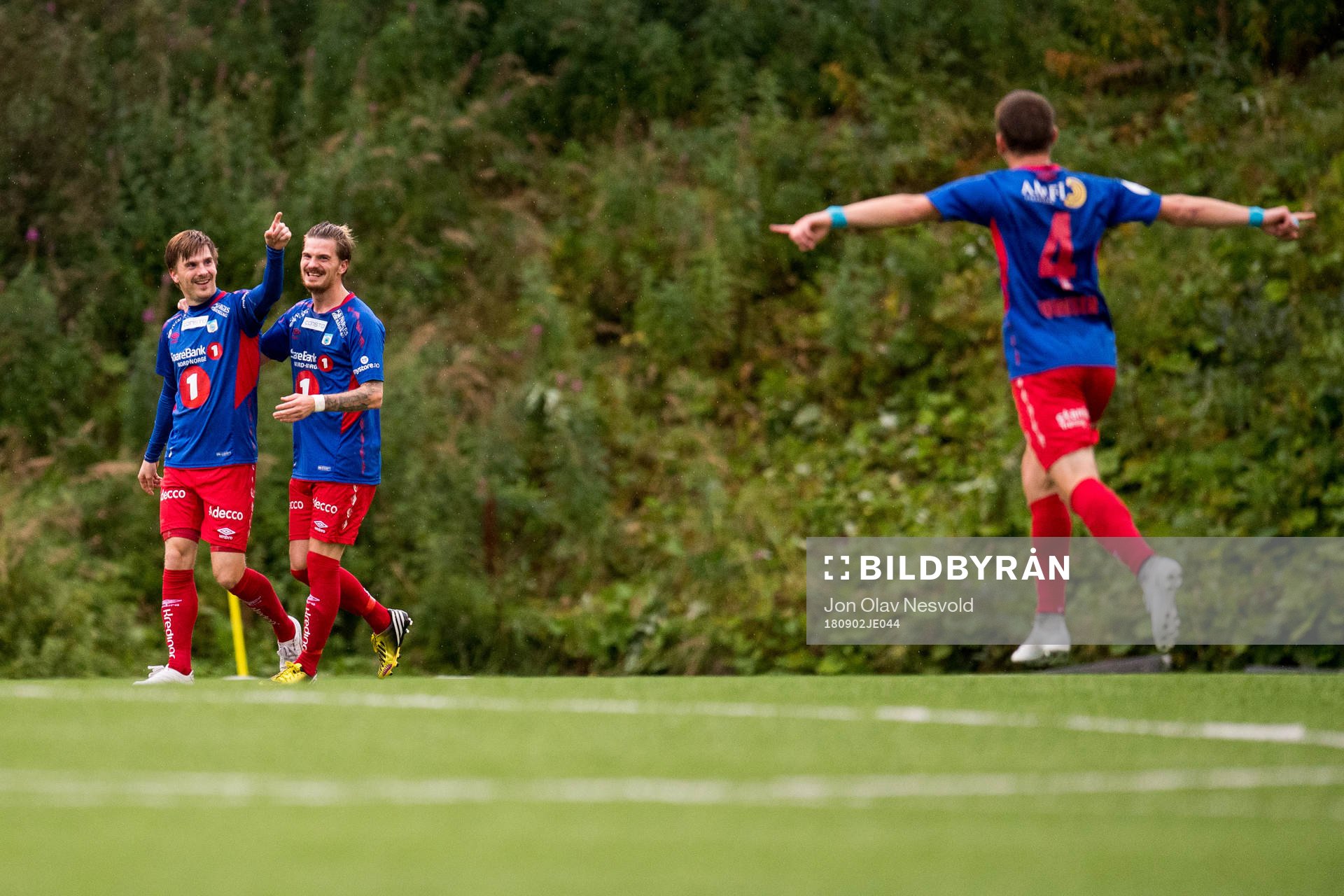 Vegard Lysvoll of Tromsdalen celebrates the 2-0 goal with