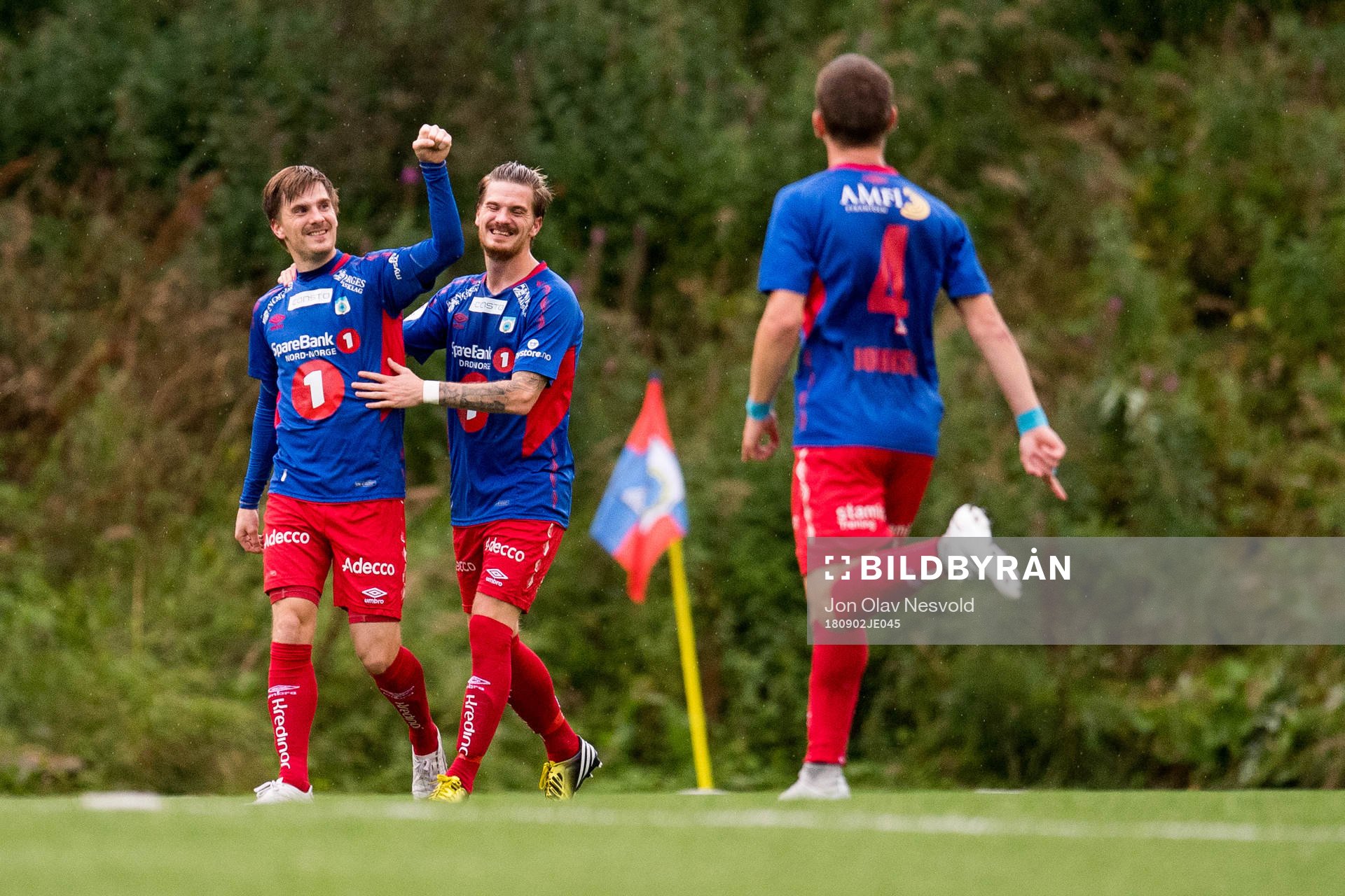 Vegard Lysvoll of Tromsdalen celebrates the 2-0 goal with