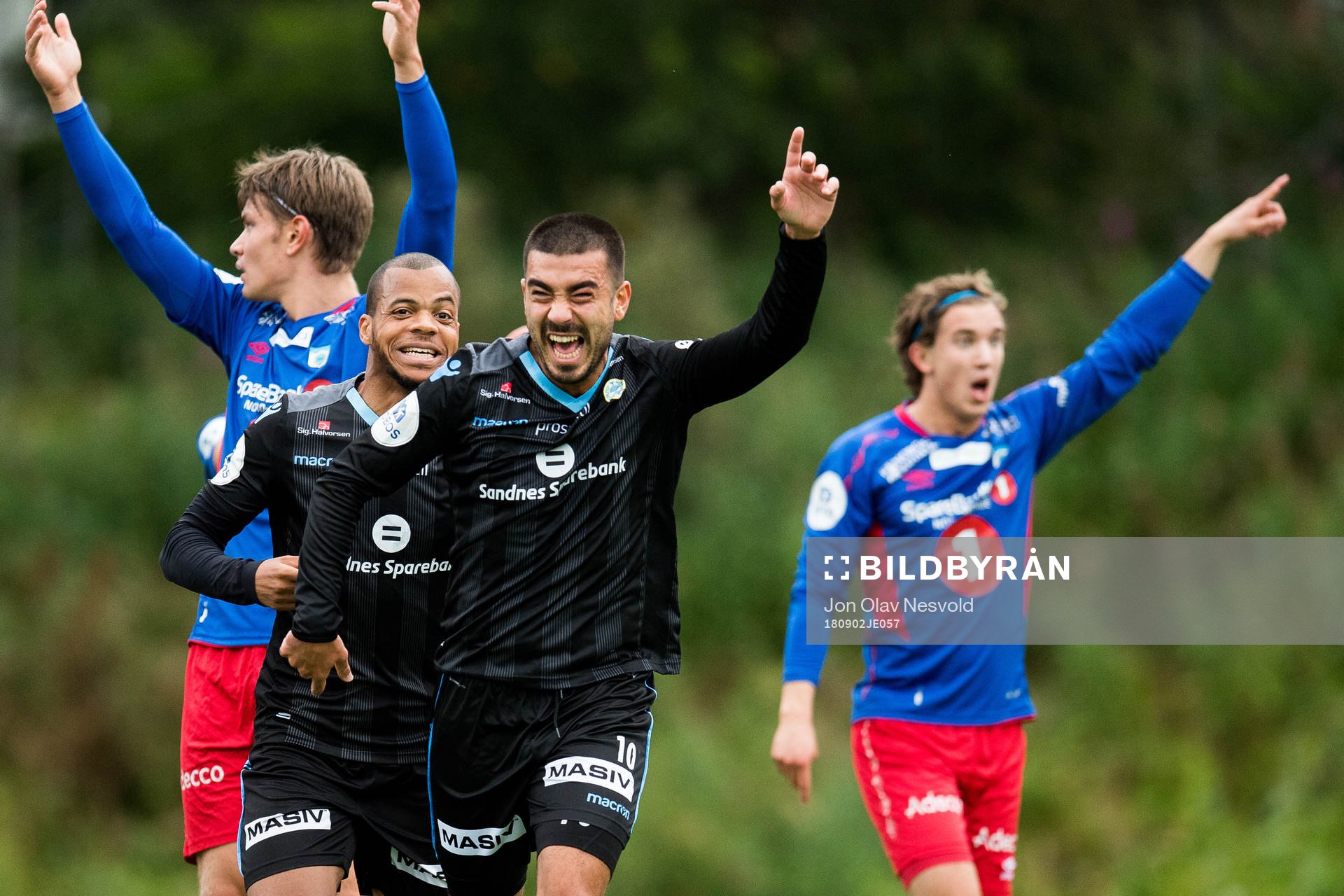 Erixon Danso and Sanel Kapidzic of Sandnes Ulf celebrate
