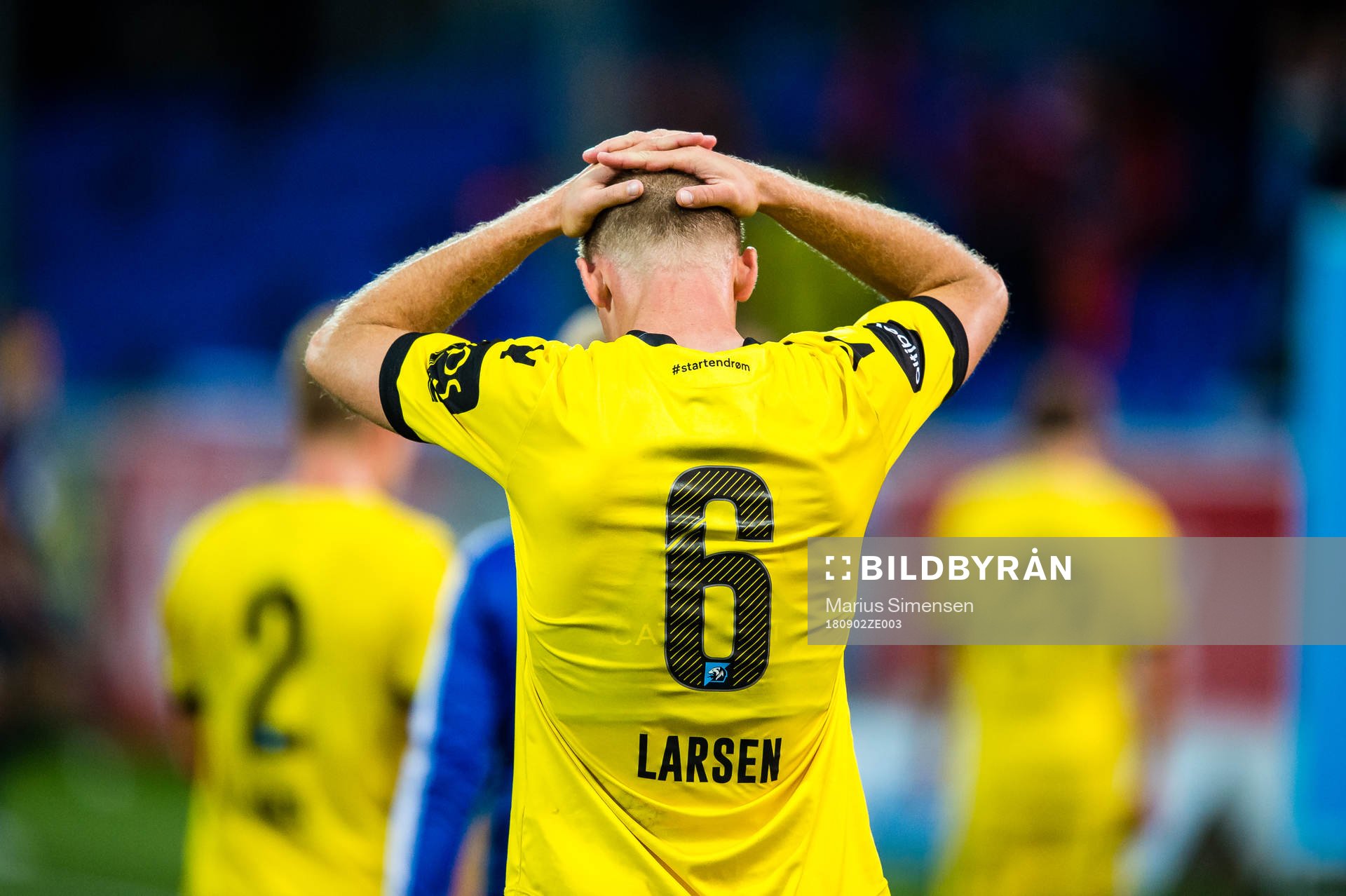 Simon Andreas Larsen of Start looks dejected