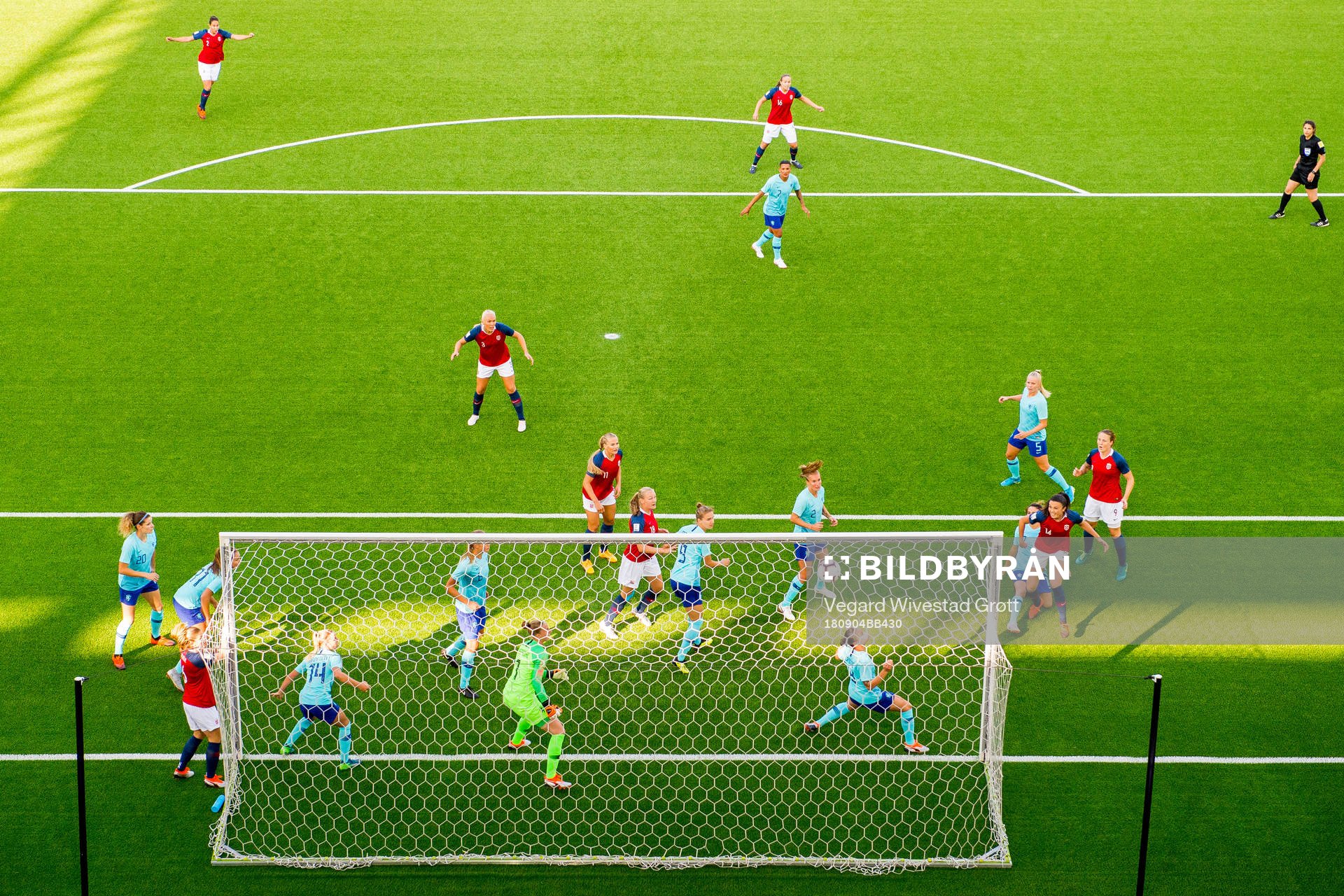 Ingrid Syrstad Engen of Norway scores 1-0