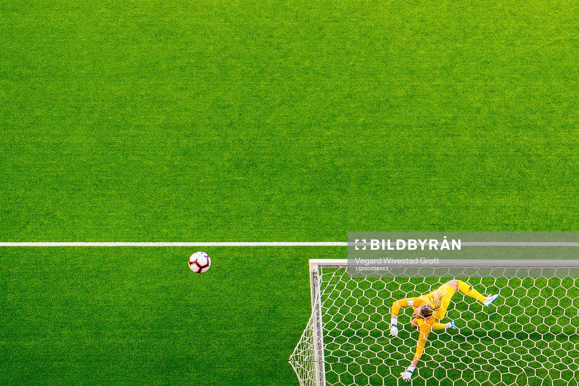 Goalkeeper Ingrid Hjelmseth of Norway with a save