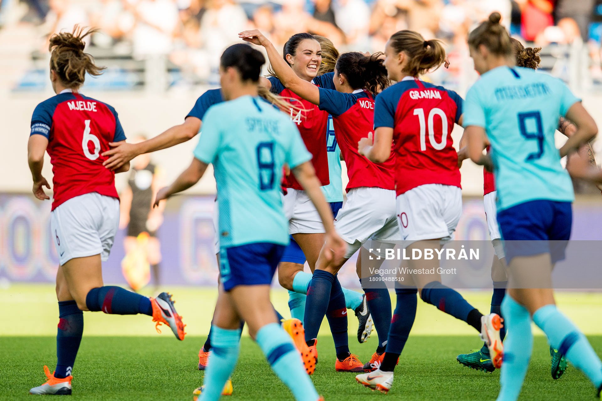 Ingrid Syrstad Engen of Norway celebrates