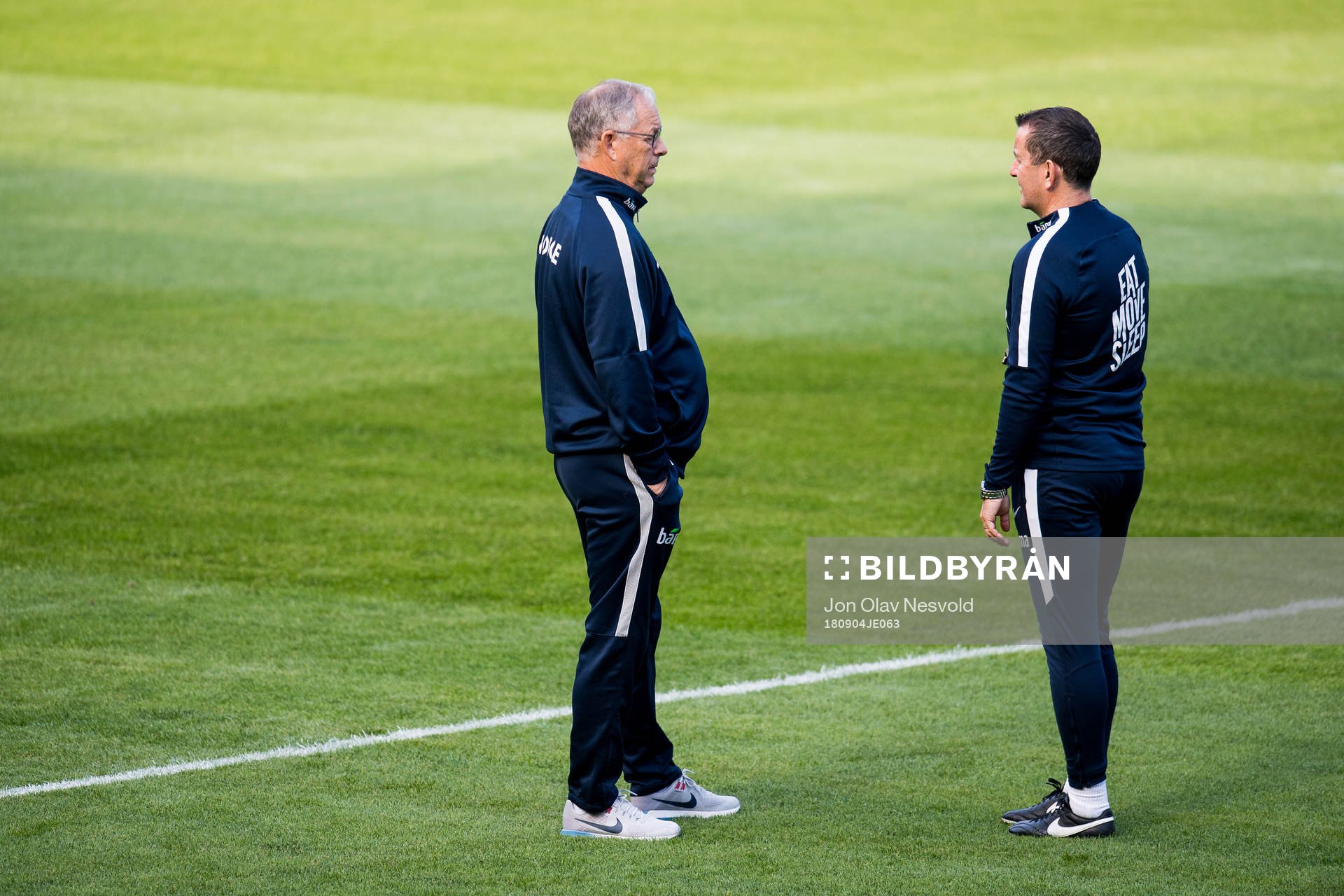 Lars Lagerbäck, head coach of Norway, and Per Joar Hansen,