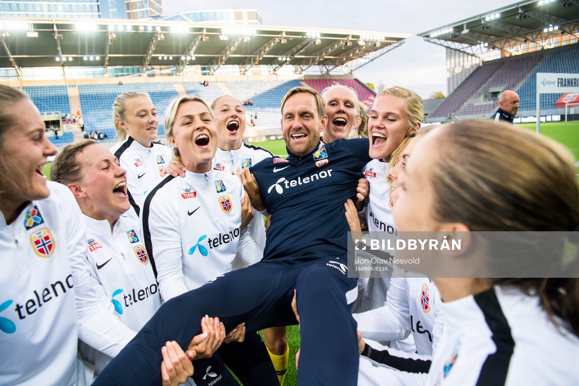 Martin Sjögren, head coach of Norway celebrates with the