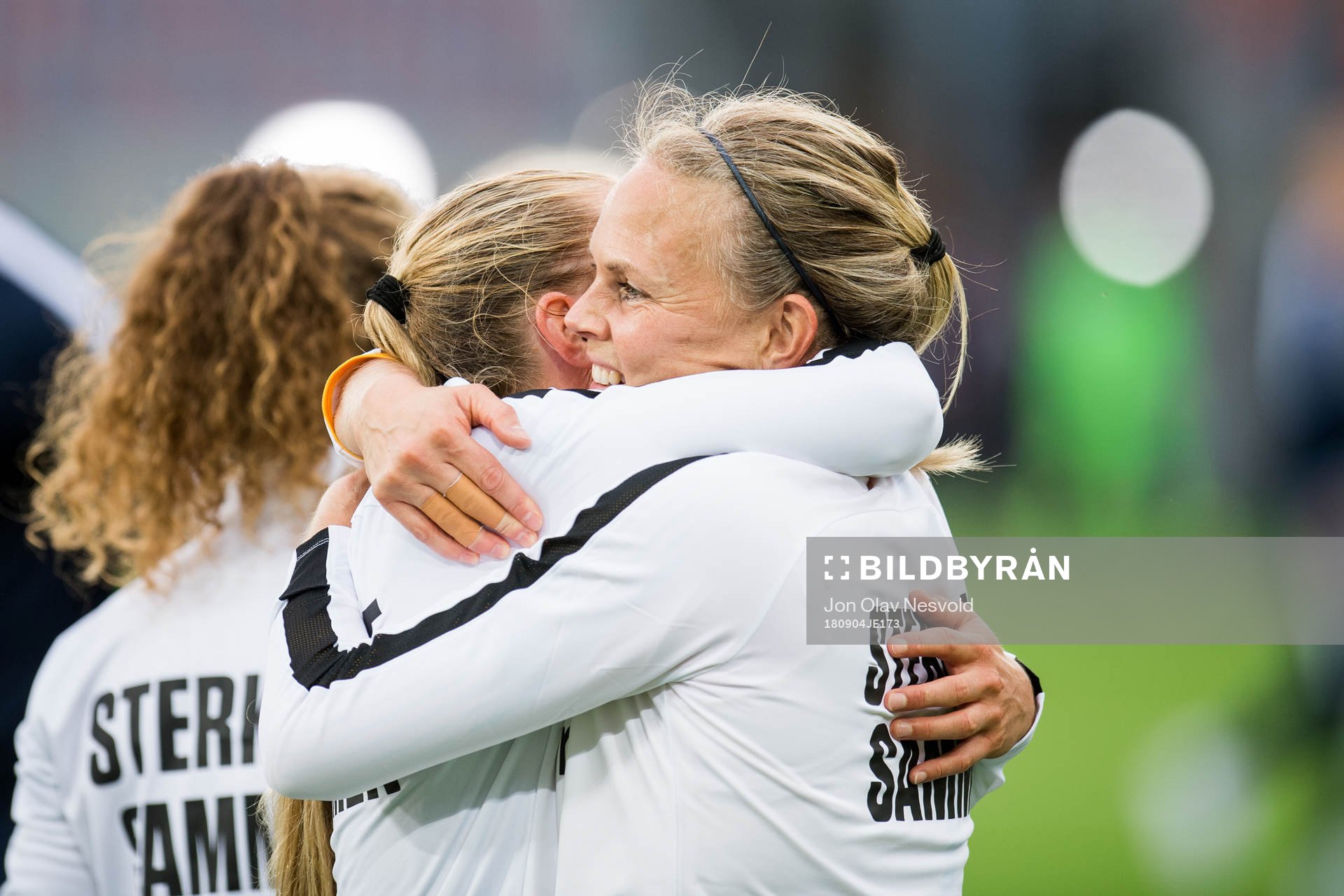Goalkeeper Ingrid Hjelmseth of Norway celebrate