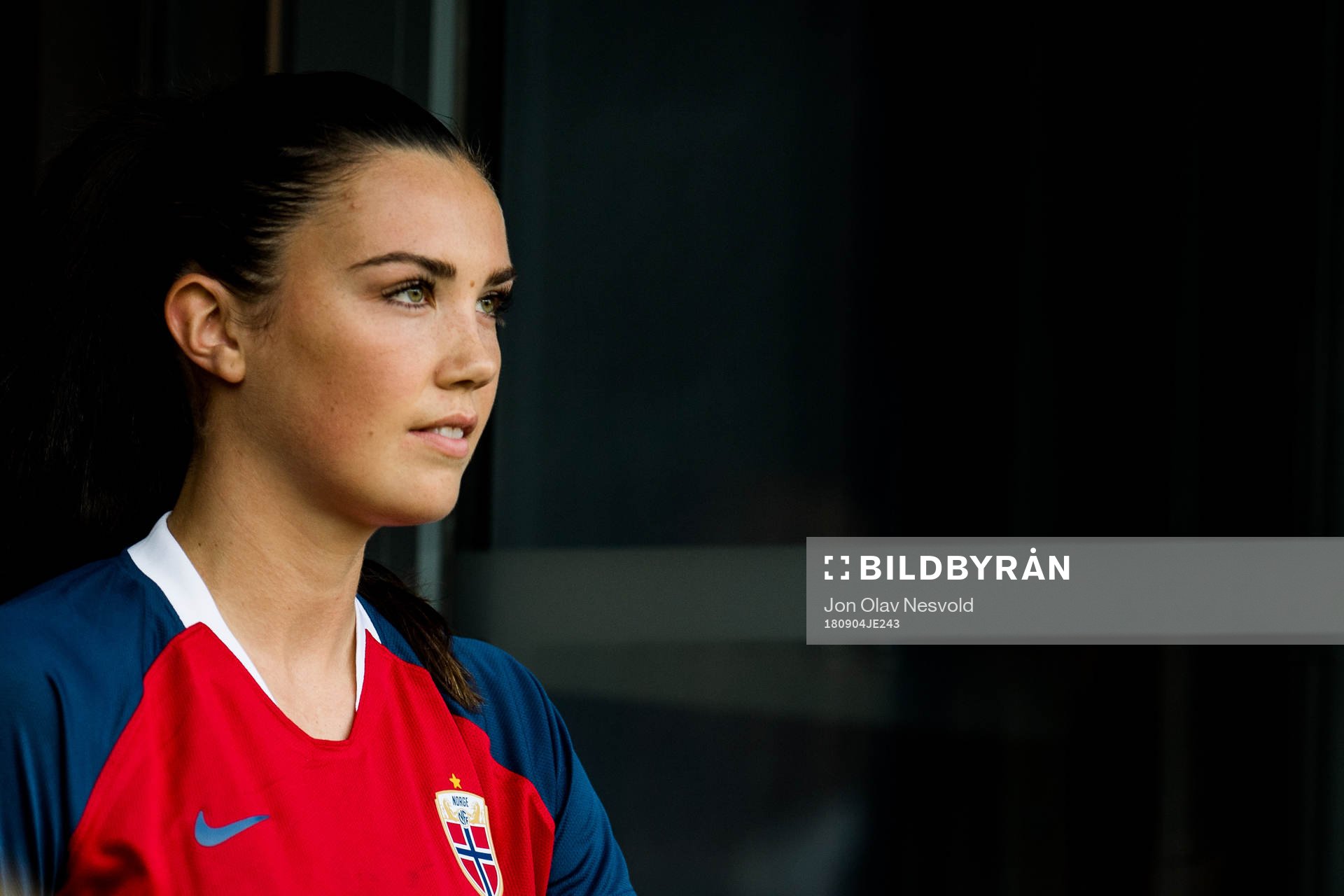Ingrid Syrstad Engen of Norway enters the pitch