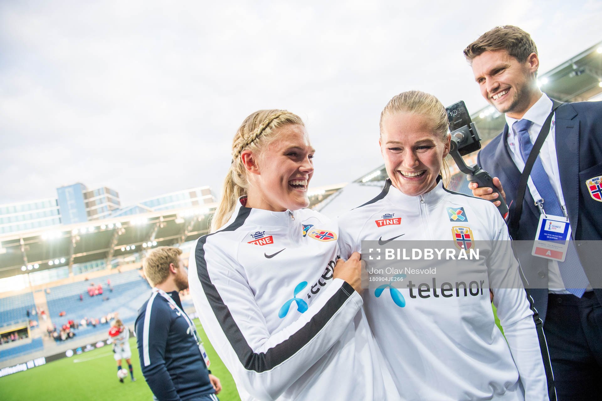 Kristine Leine and Frida Maanum of Norway celebrate