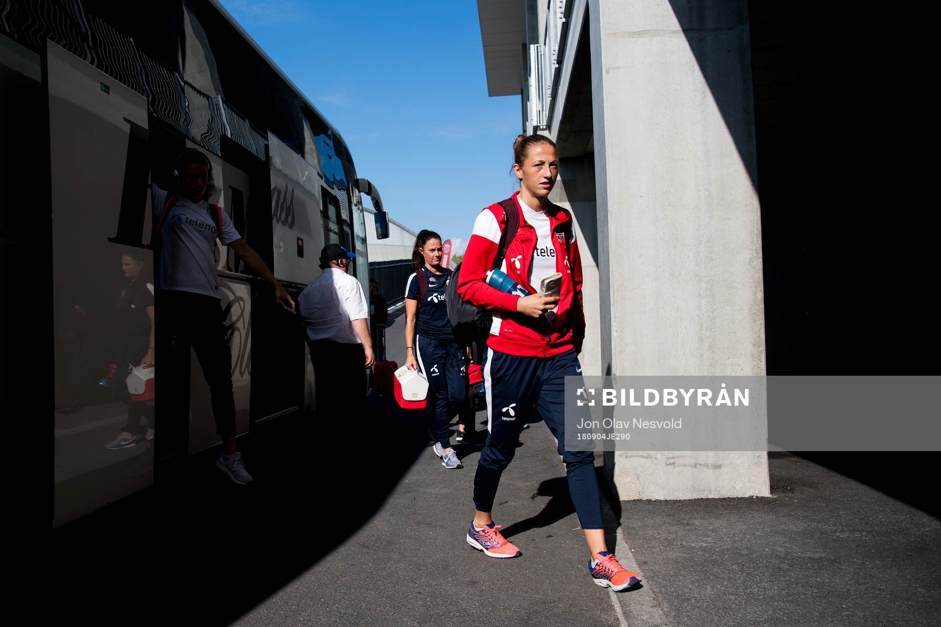 Goalkeeper Cecilie Fiskerstrand of Norway arrives