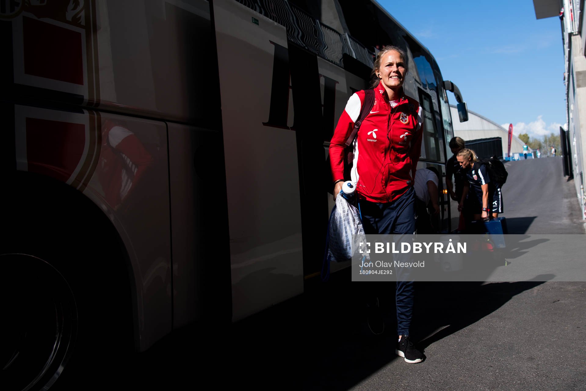 Goalkeeper Ingrid Hjelmseth of Norway arrives