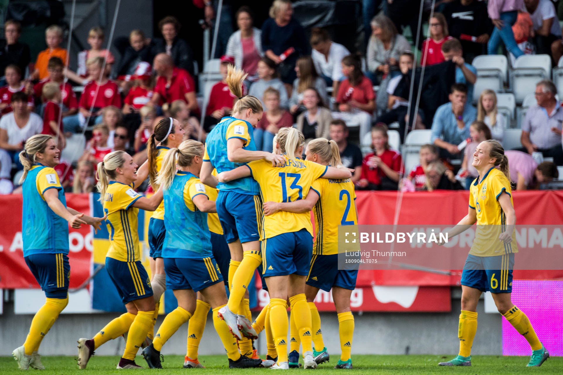 Sveriges spelare jublar