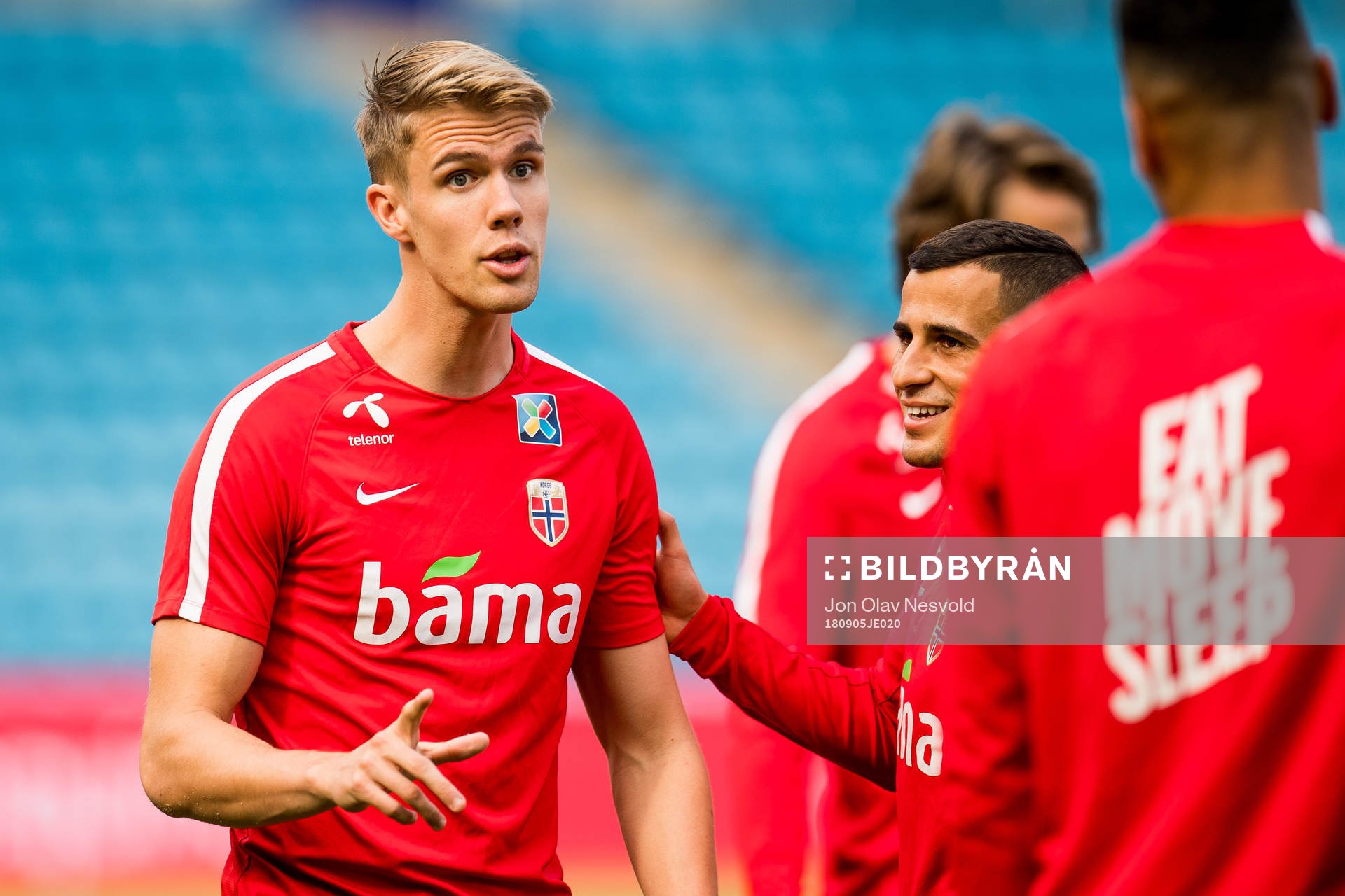 Kristoffer Ajer and Omar Elabdellaoui of Norway