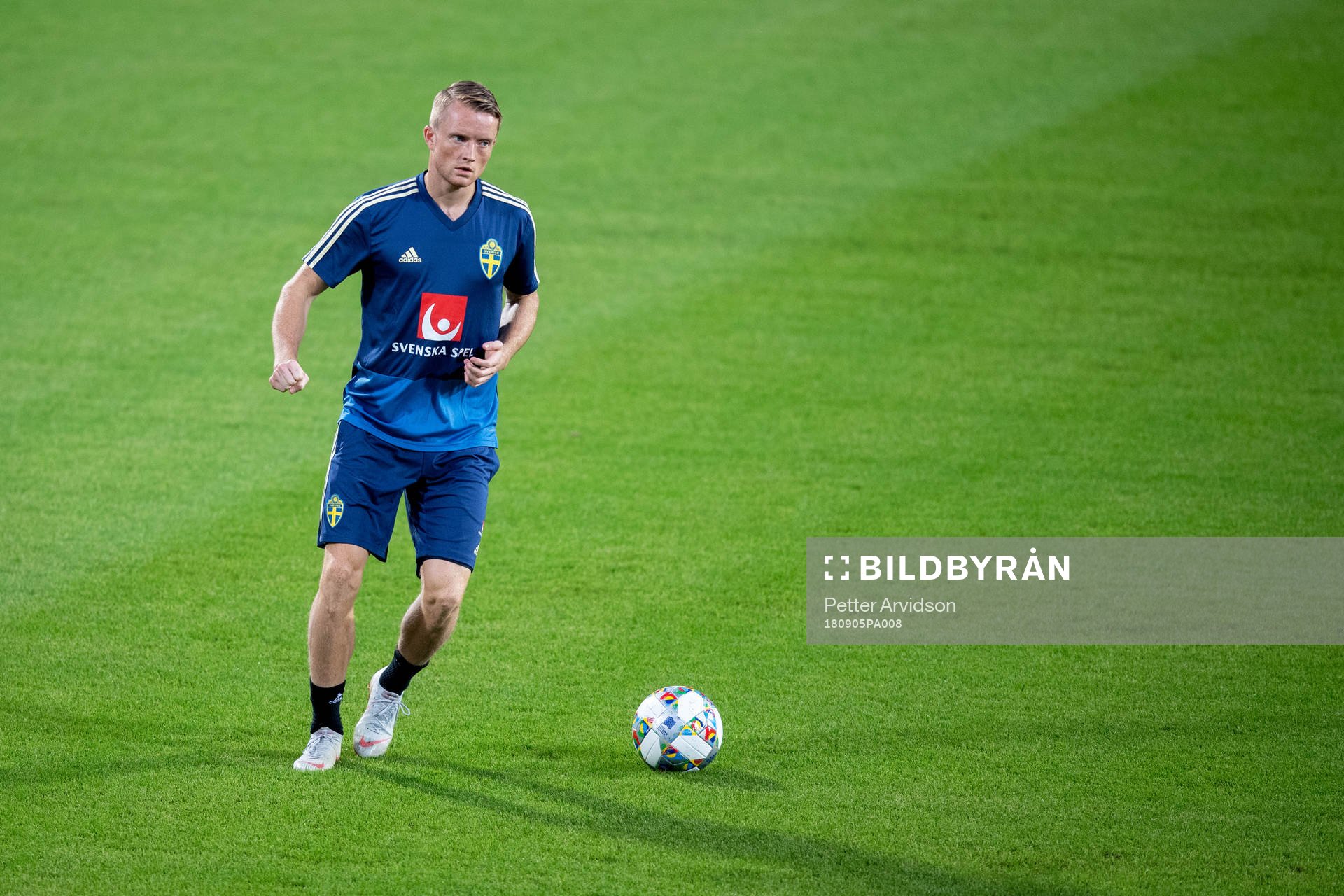 Sam Larsson of the Swedish national football team at a