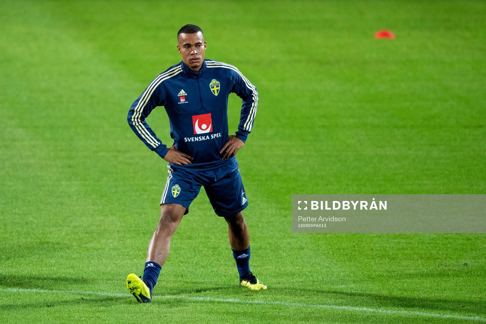 Robin Quaison of the Swedish national football team at a practice session on 5 September 2018 in Wien.