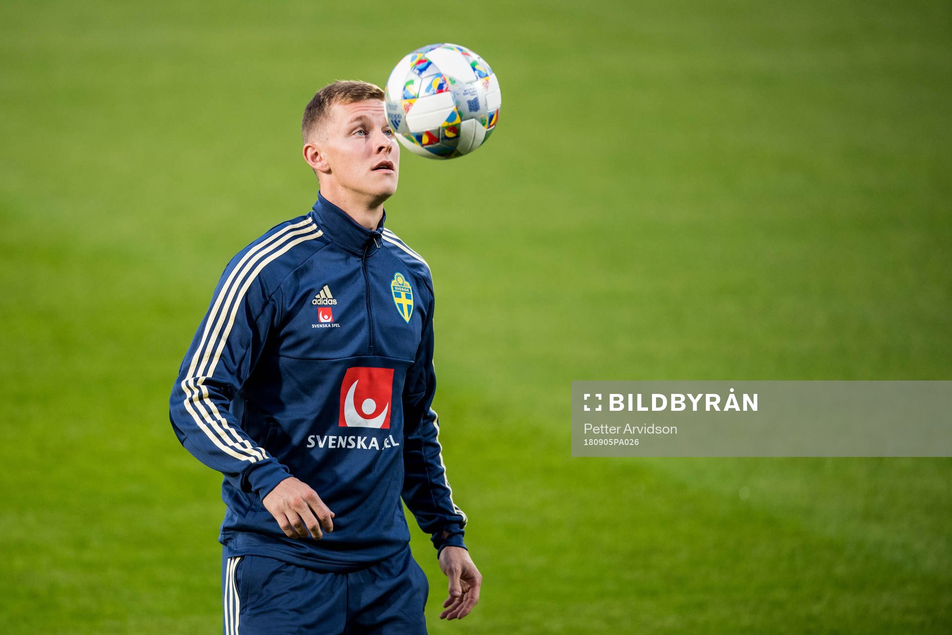 Emil Krafth of the Swedish national football team at a