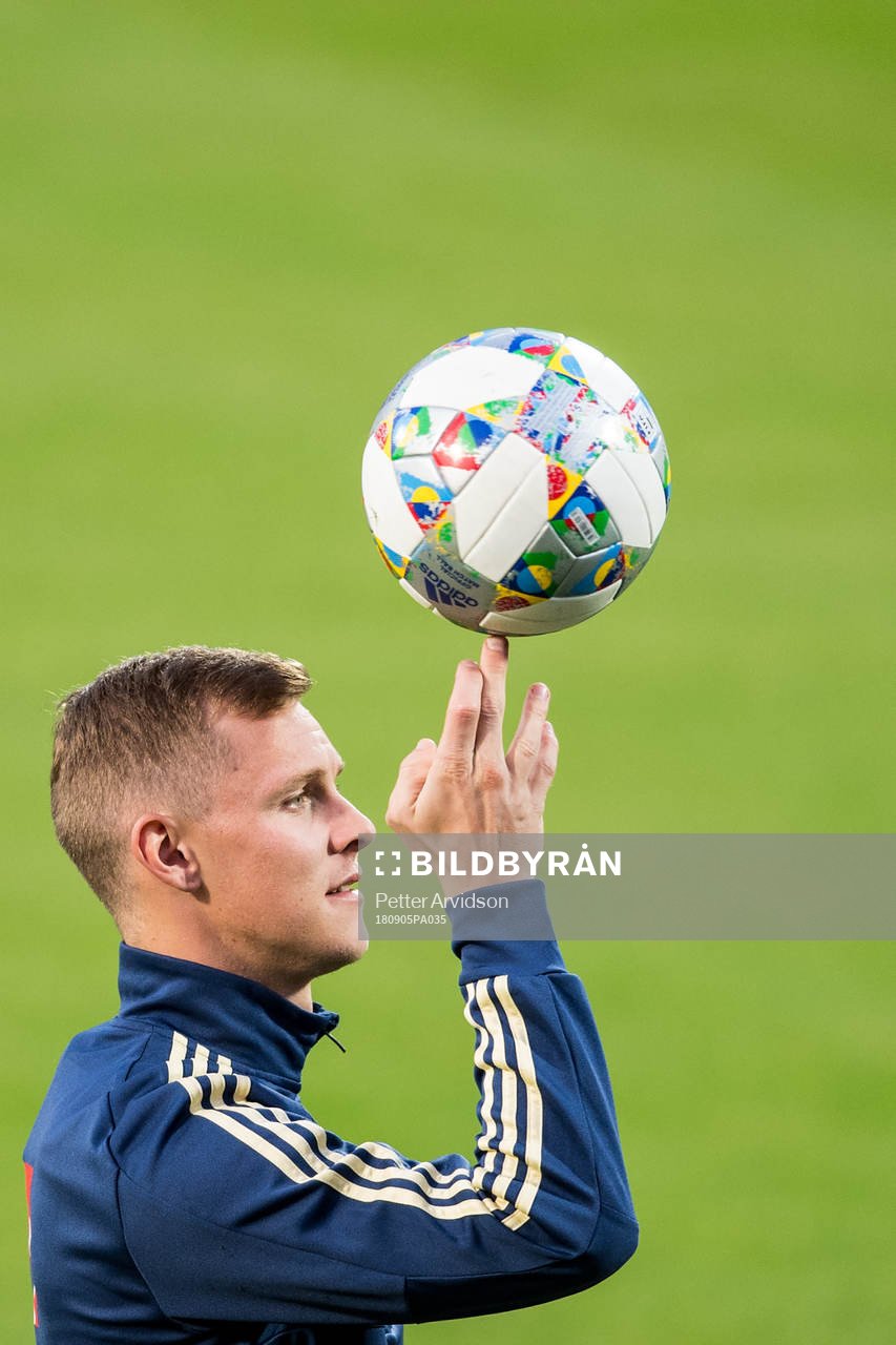 Emil Krafth of the Swedish national football team at a