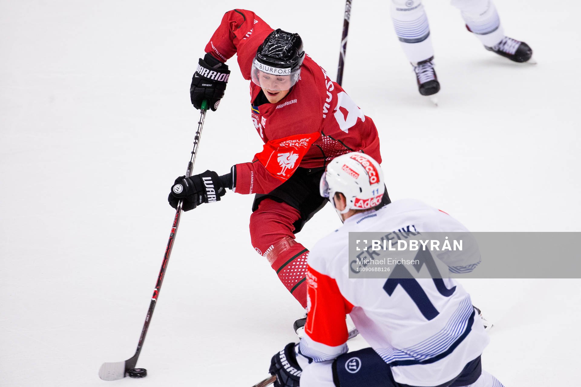 Joel Mustonen of Frölunda and Roman Cervenka of Zürich