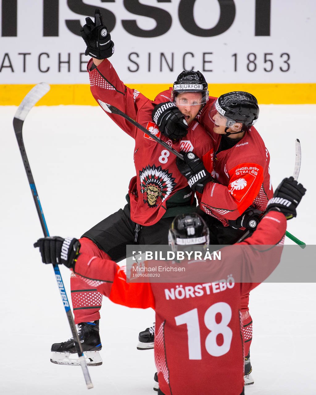 Viktor Ekbom celebrates with Joel Mustonen