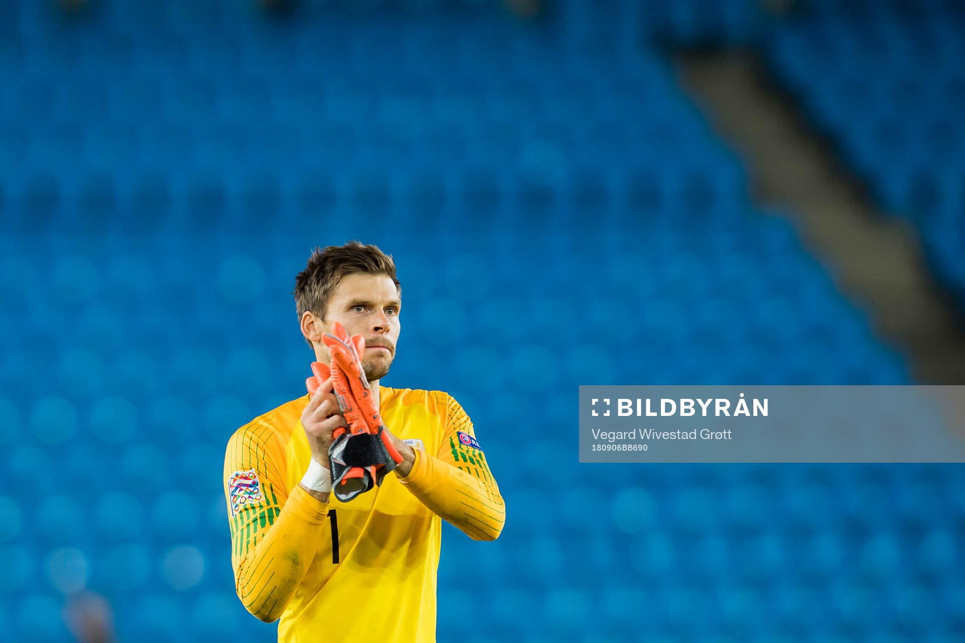 Goalkeeper Rune Almenning Jarstein of Norway  celebrates
