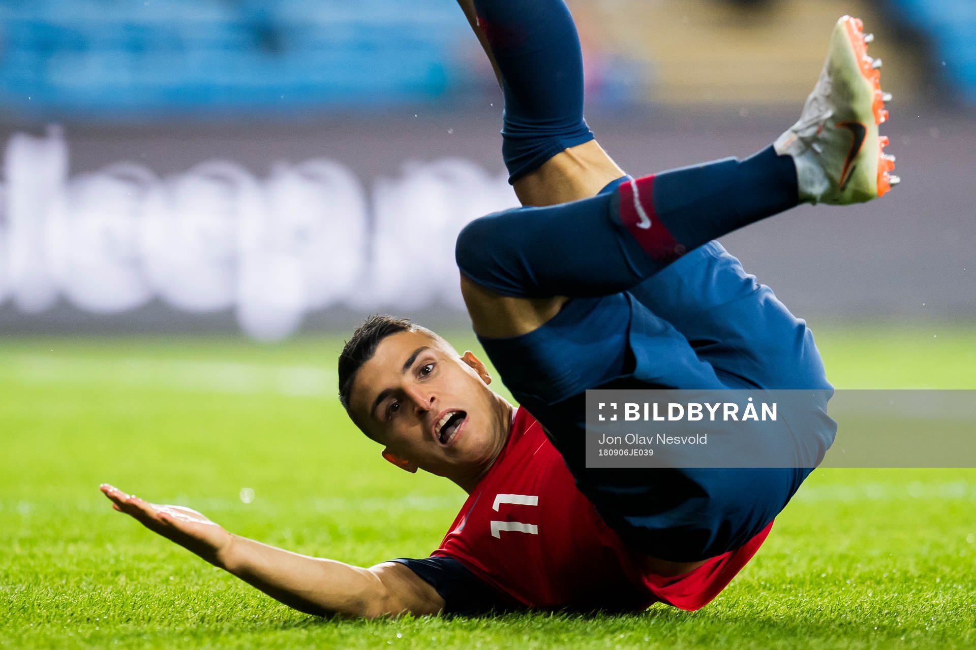 Mohamed Elyounoussi of Norway reacts