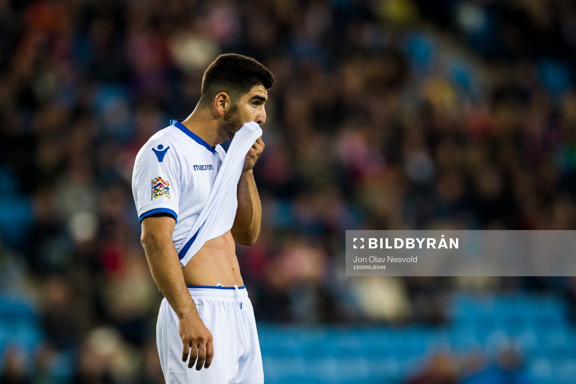 Ioannis Kousoulos of Cyprus looks dejected