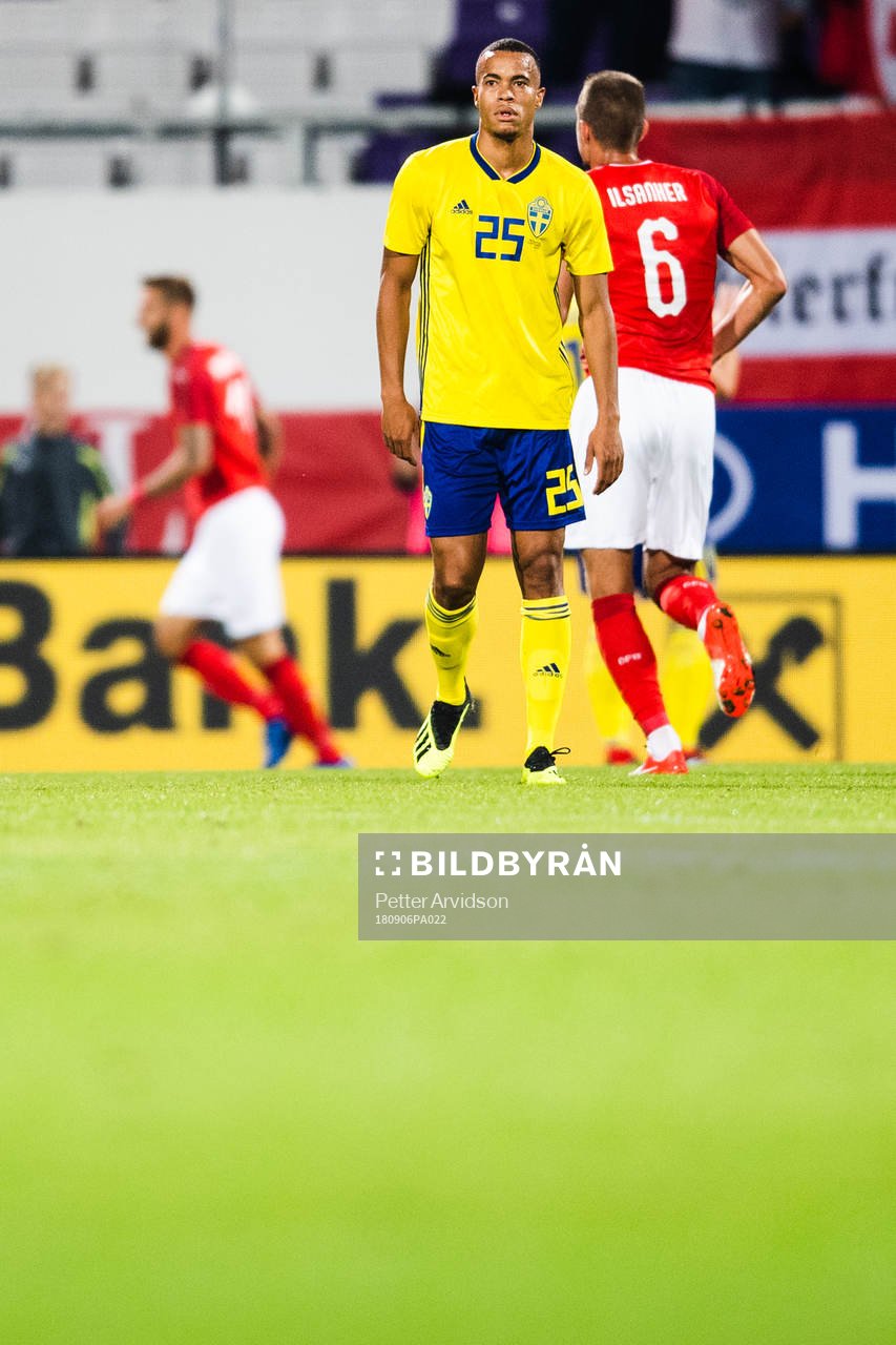 Robin Quaison of Sweden looks dejected