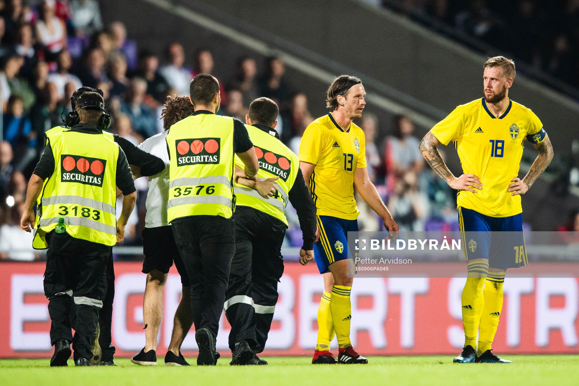 Gustav Svensson and Pontus Jansson of Sweden sees a pitch