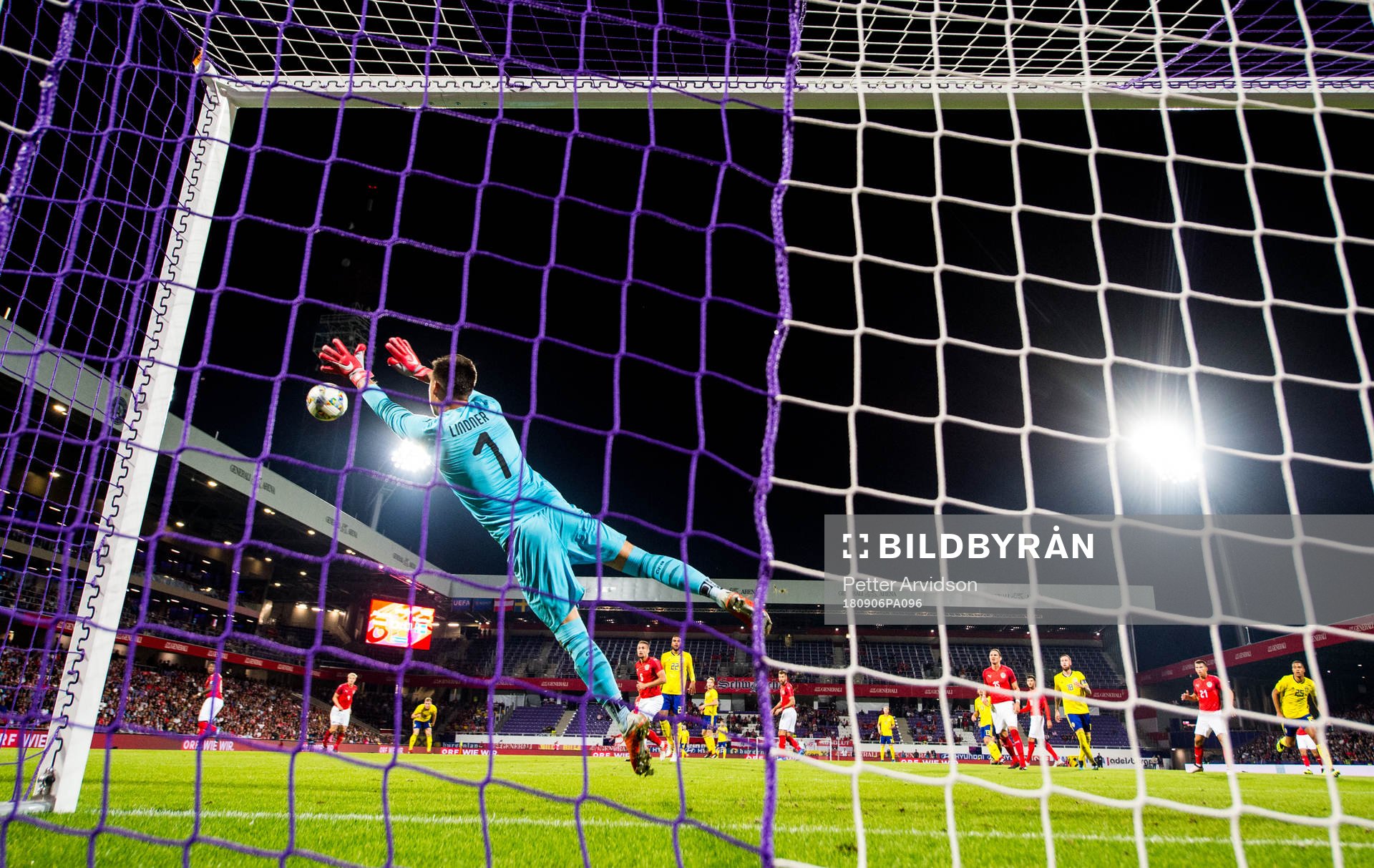 Goalkeeper Heinz Lindner of Austria makes a save