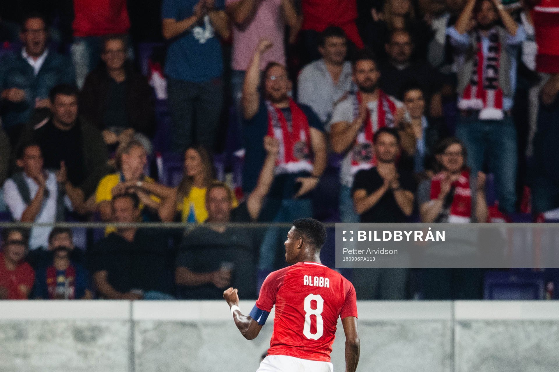 David Alaba of Austria celebrates scoring 2-0