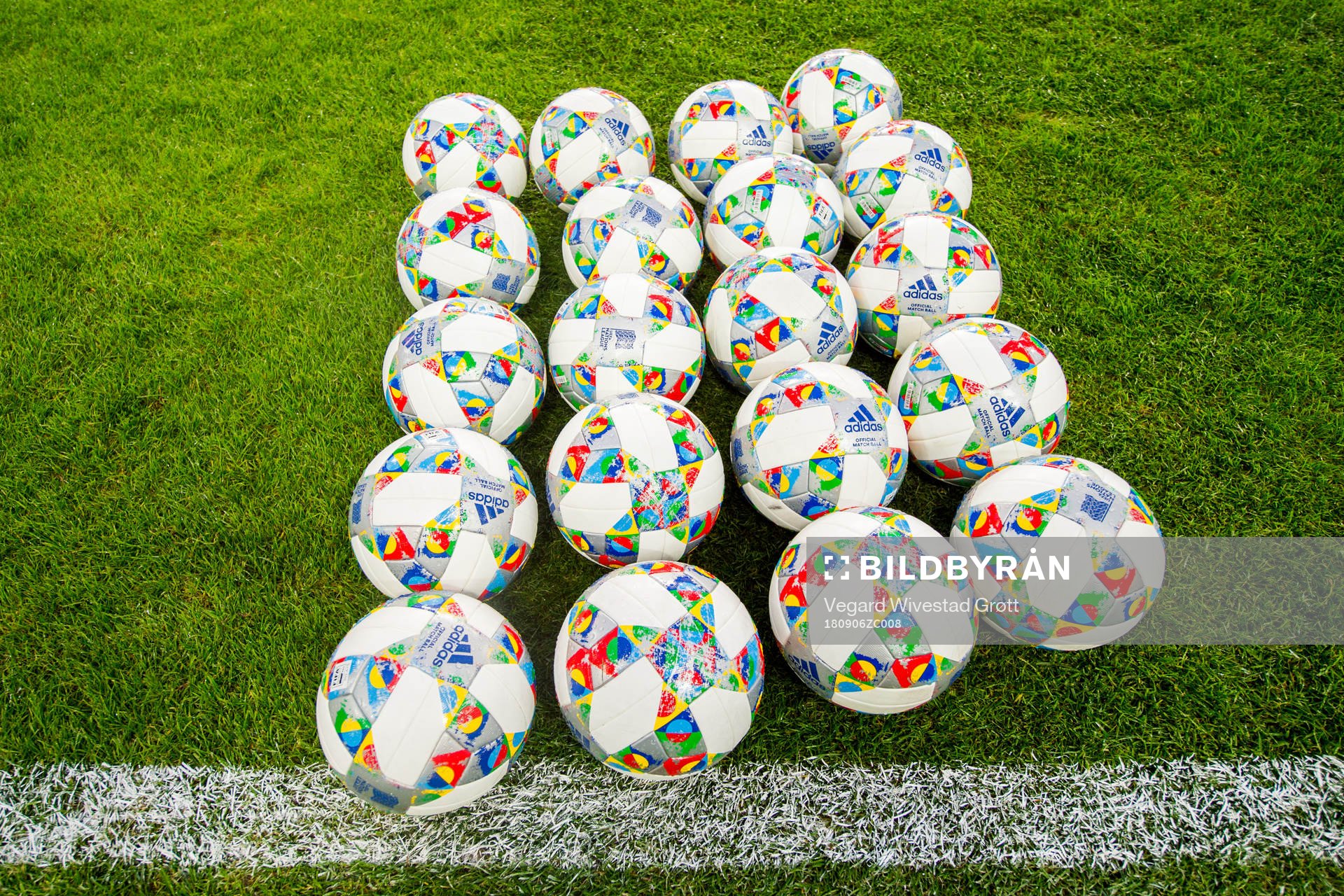 Official match balls ahead the Nations League match between