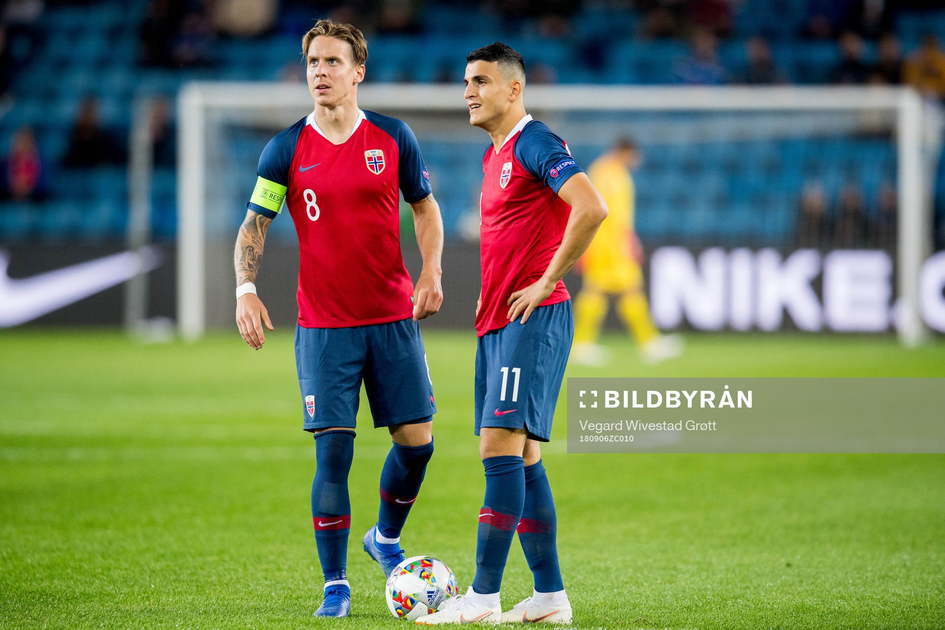 Stefan Johansen and Mohamed Elyounoussi of Norway