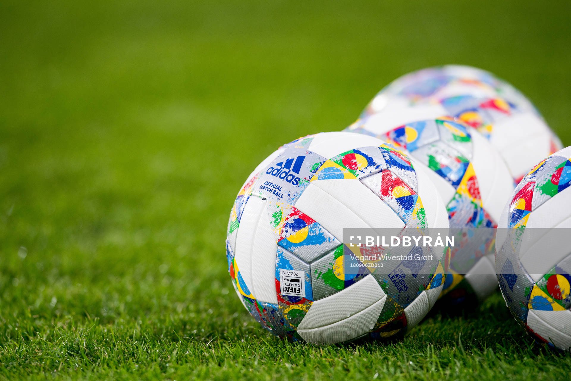 Official match balls ahead the Nations League match between