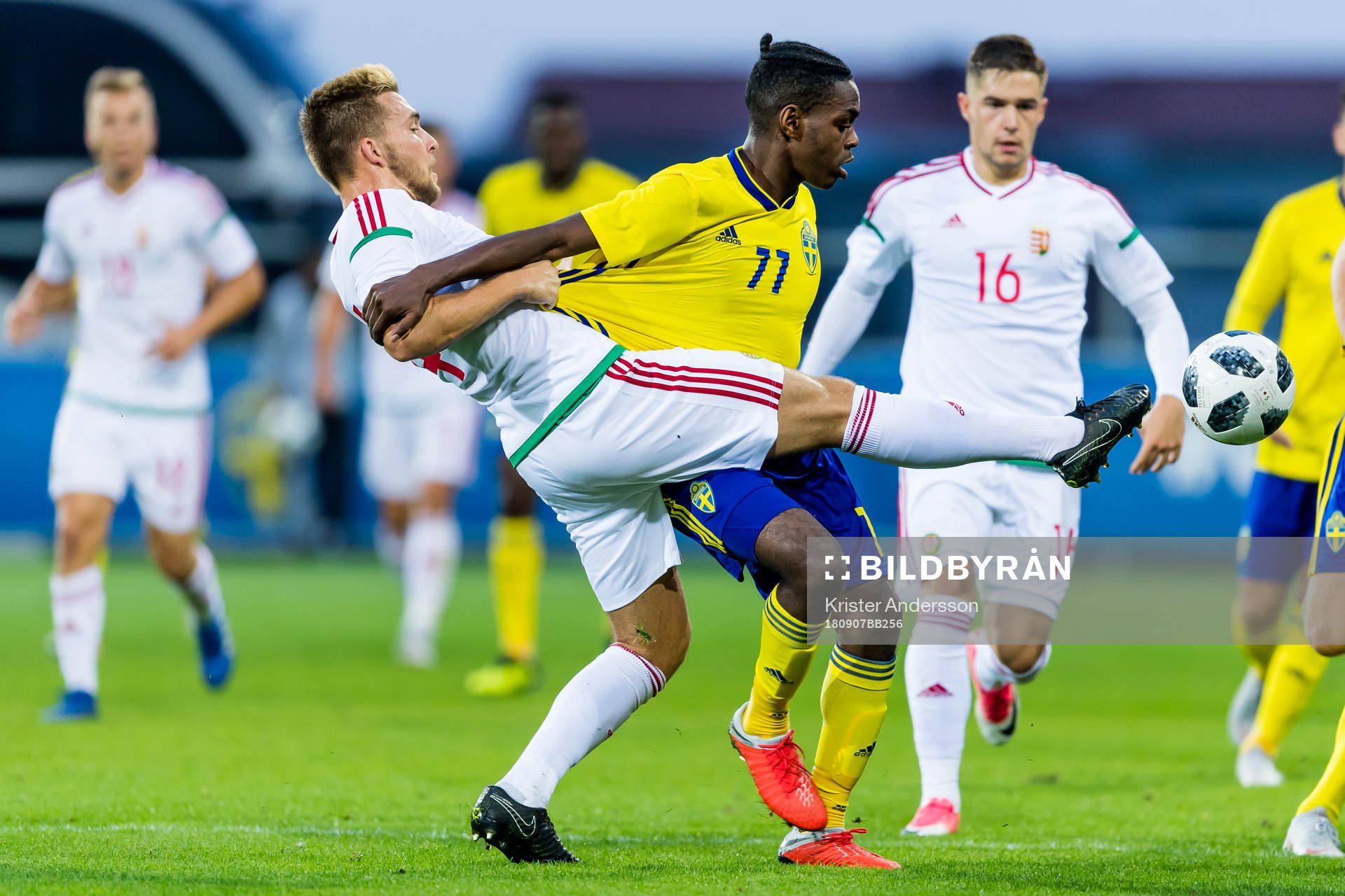 Ungerns Bence Lenzsér och Sveriges Joel Asoro