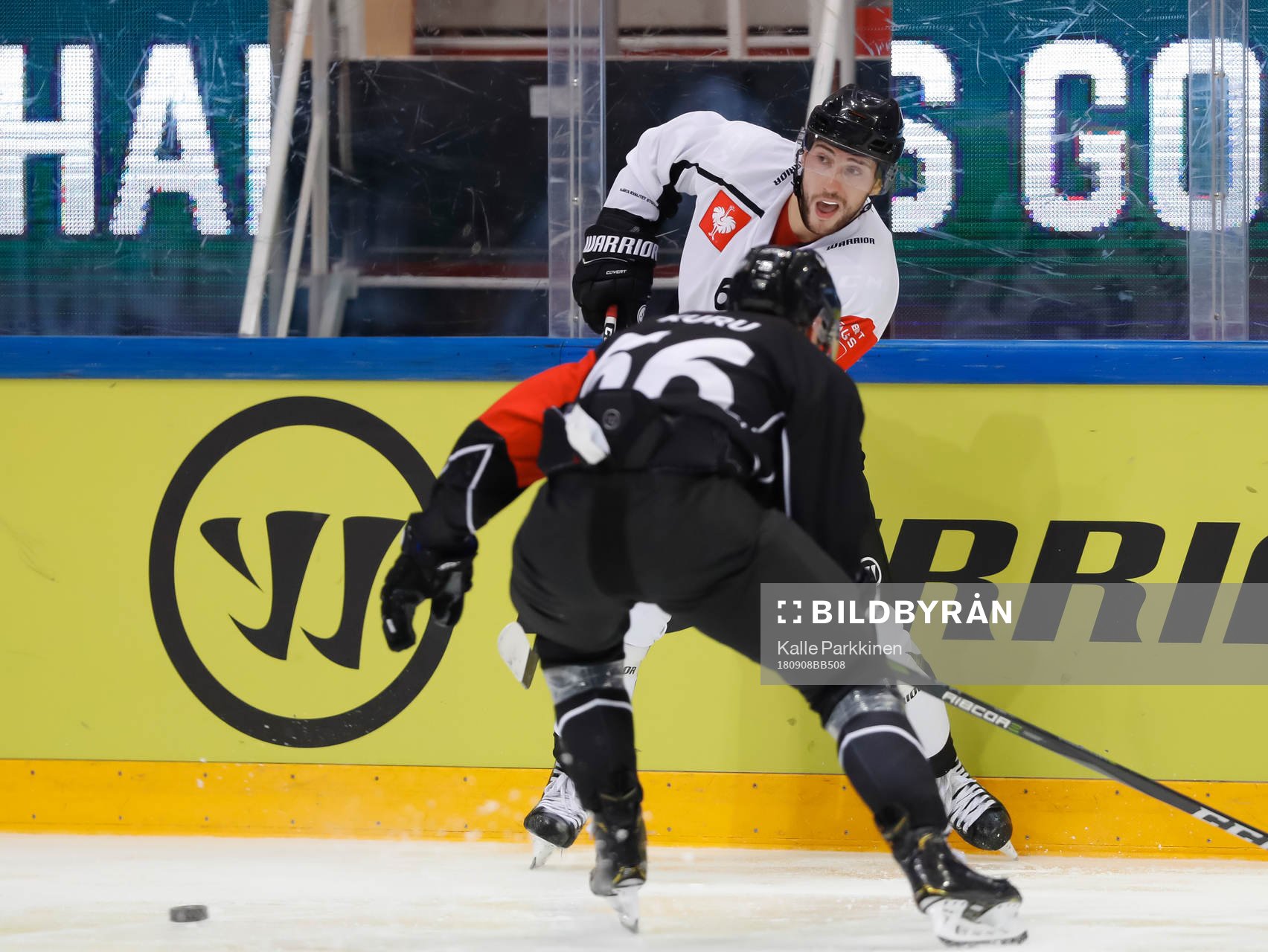 Konstantin Komarek #67, Malmö Redhawks and Hannu Kuru #56,