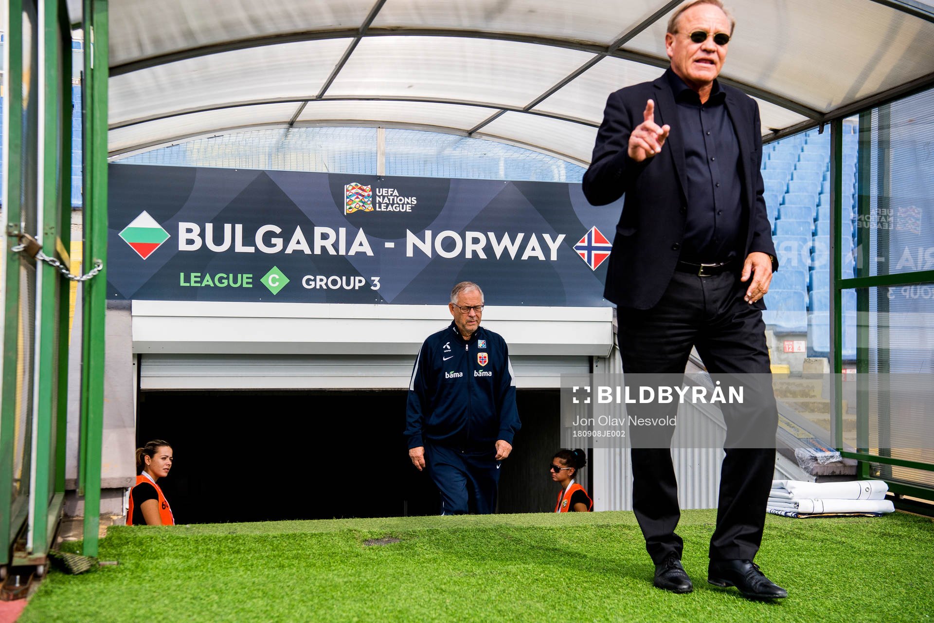 Lars Lagerbäck, head coach of Norway, and Geir Ellefsen,
