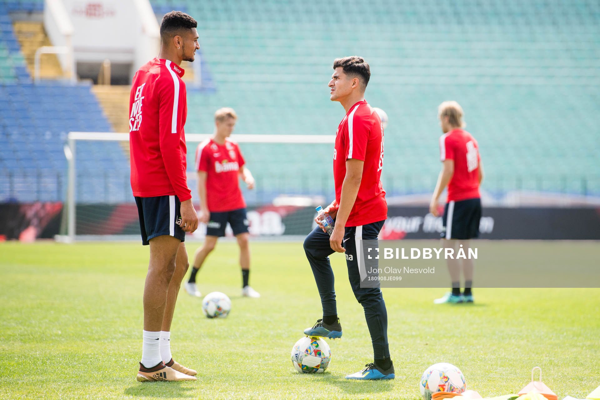 Bjørn Maars Johnsen and Tarik Elyounoussi of Norway