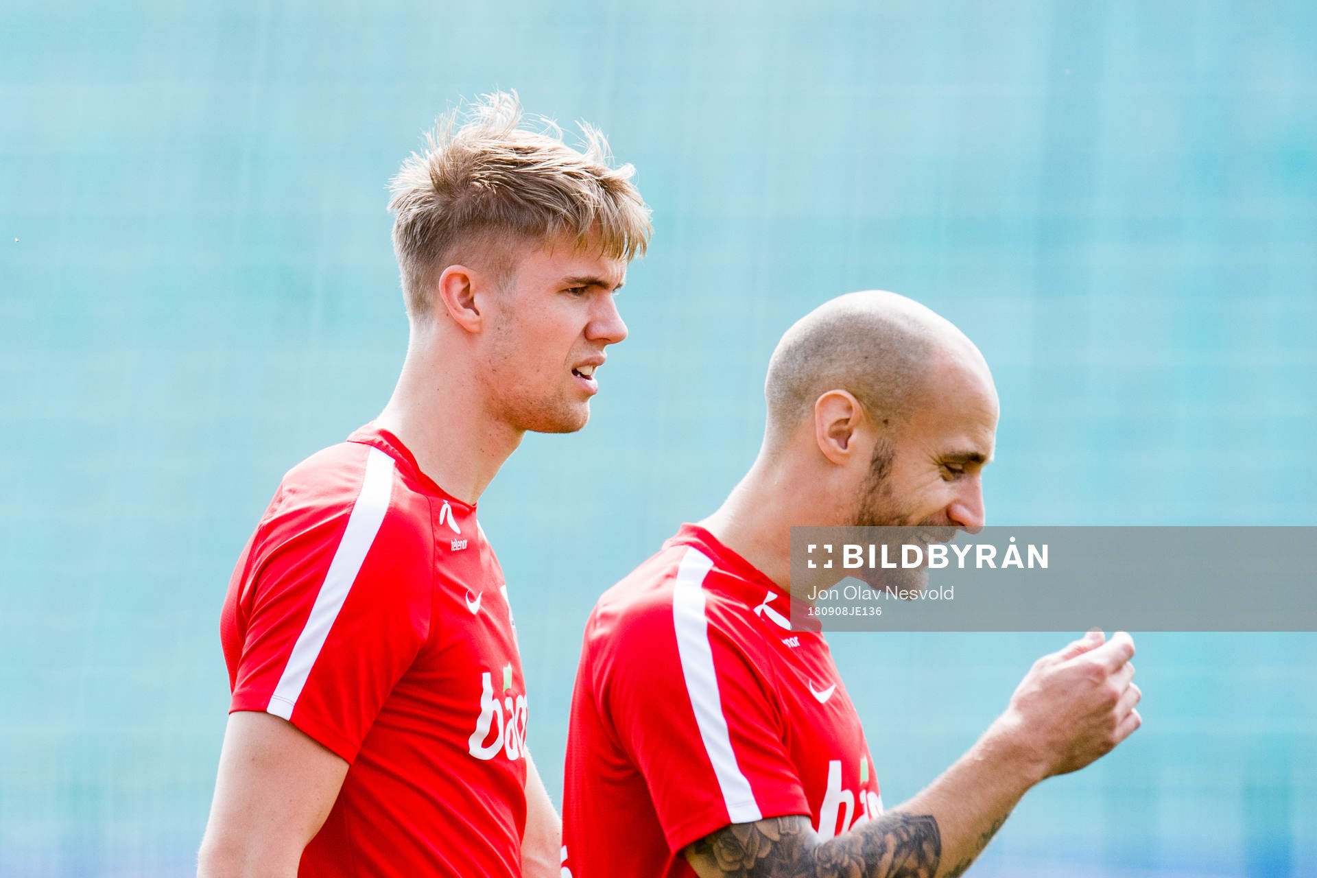 Kristoffer Ajer and Tore Reginiussen of Norway