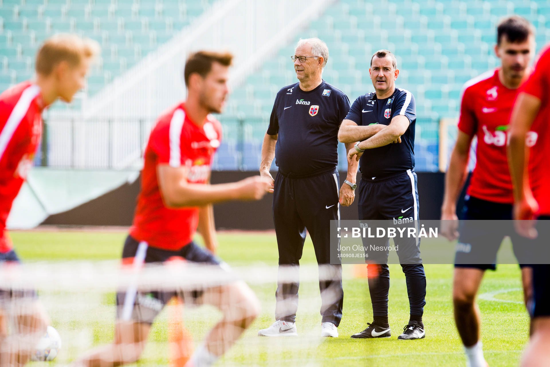 Lars Lagerbäck, head coach of Norway, and Per Joar Hansen,