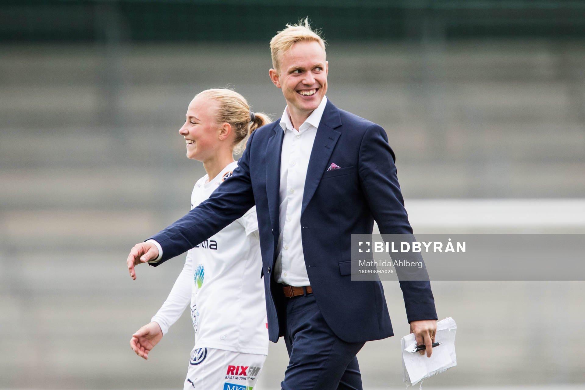 Rosengårds tränare Jonas Eidevall jublar efter fotbollsmatchen mellan FC Rosengård och Djurgården i Damallsvenskan den 8 september 2018 i Malmö.