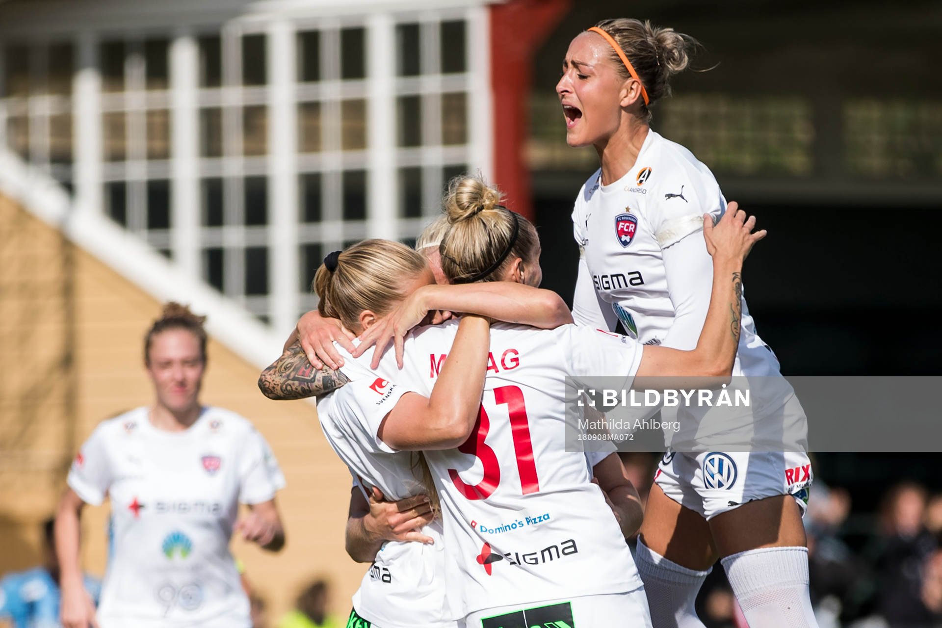 Rosengårds Sanne Troelsgaard Nielsen jublar under fotbollsmatchen mellan FC Rosengård och Djurgården i Obos Damallsvenskan den 8 september 2018 i Malmö.