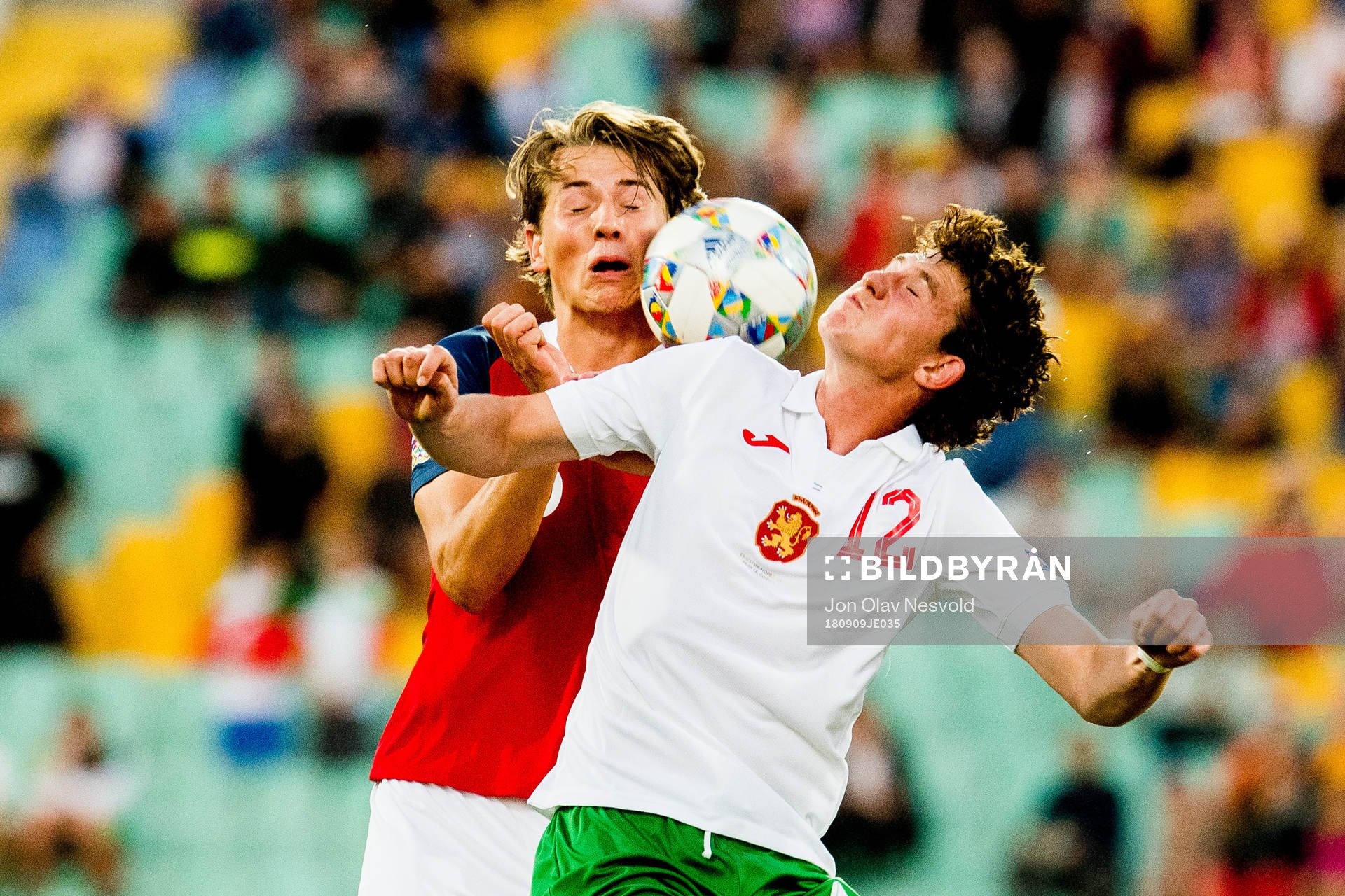 Sander Berge of Norway and Bozhidar Kraev of Bulgaria