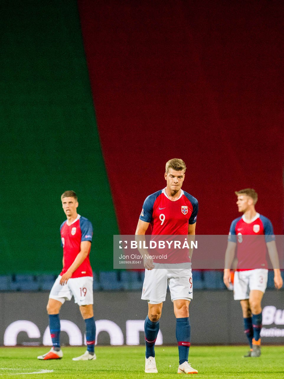 Alexander Sørloth of Norway looks dejected