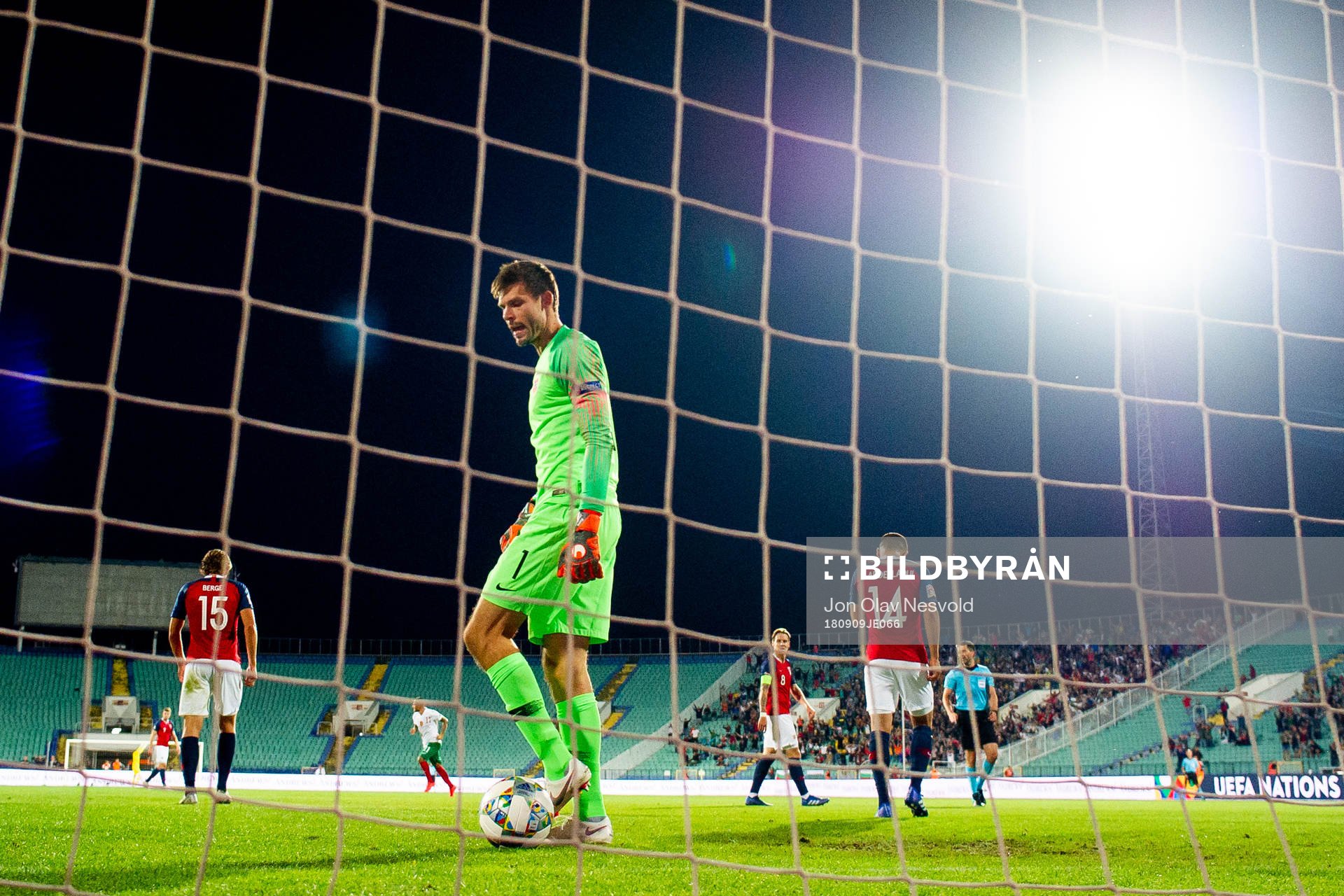 Goalkeeper Rune Almenning Jarstein of Norway looks dejected
