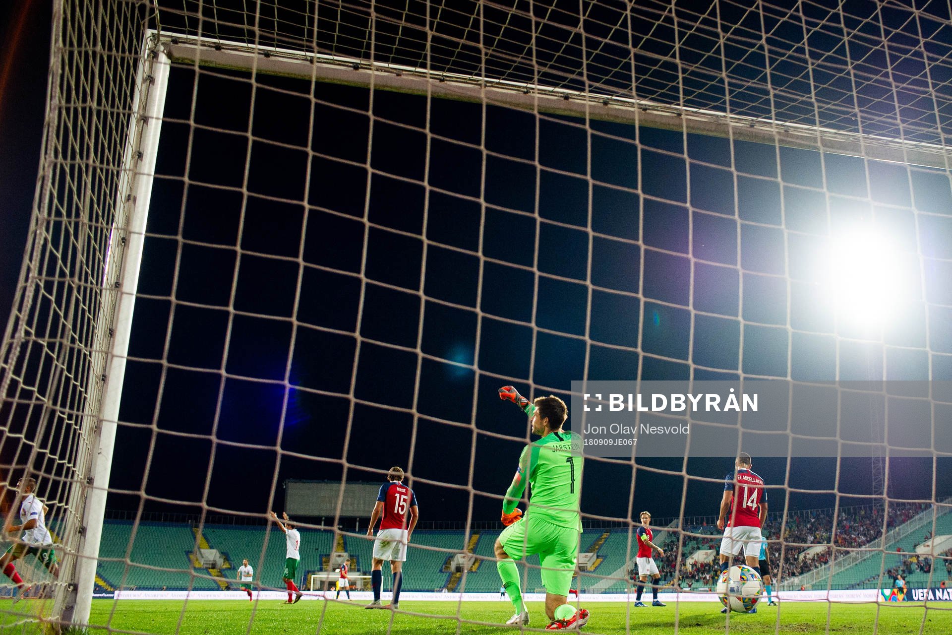 Goalkeeper Rune Almenning Jarstein of Norway looks dejected