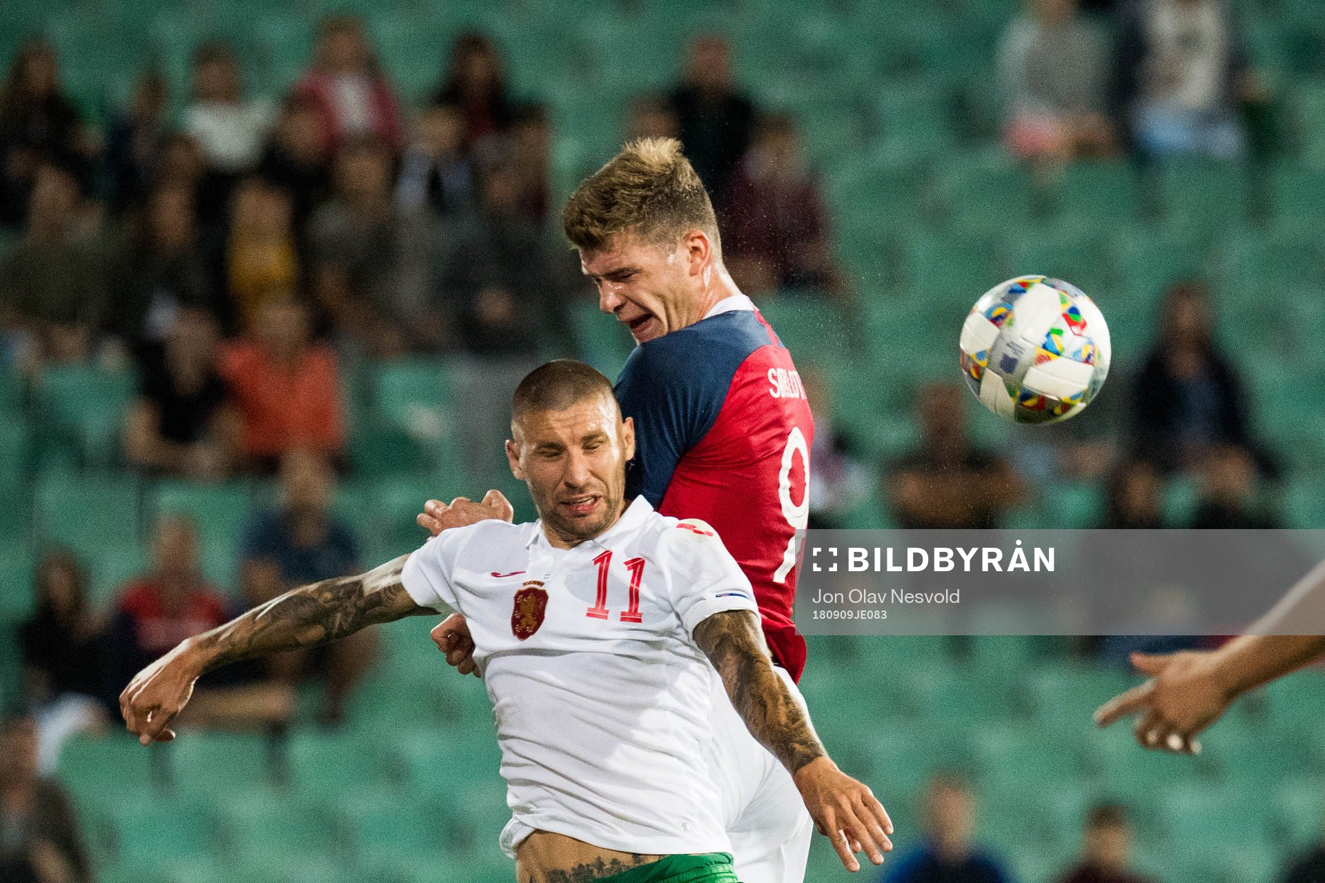 Ivan Bandalovski of Bulgaria and Alexander Sørloth of